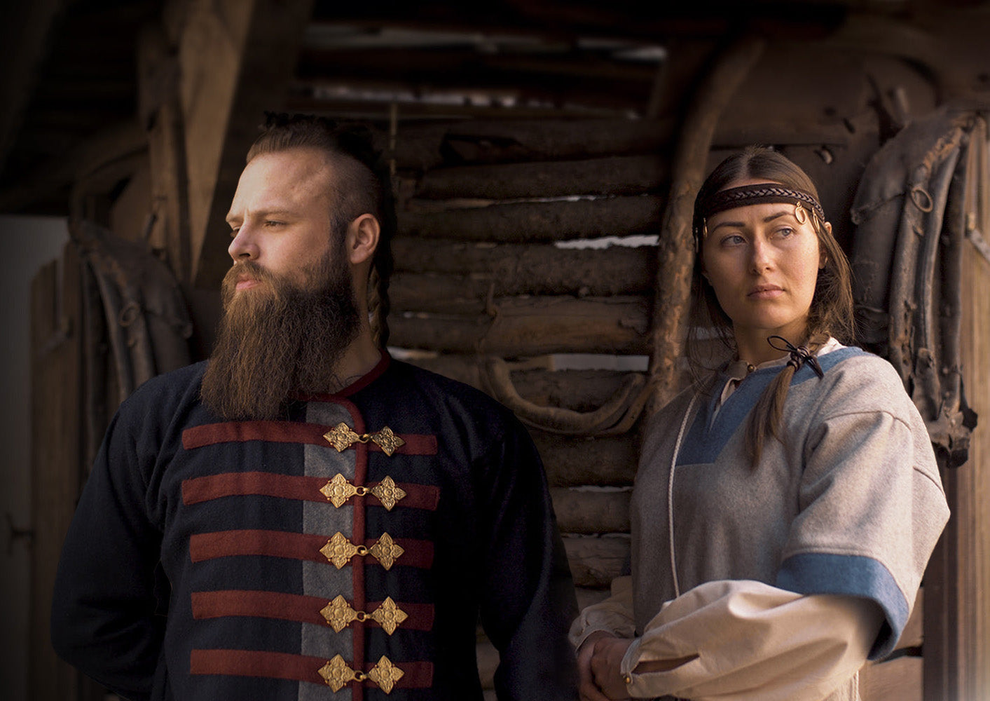 Medieval darkblue Kyivan caftan and dress