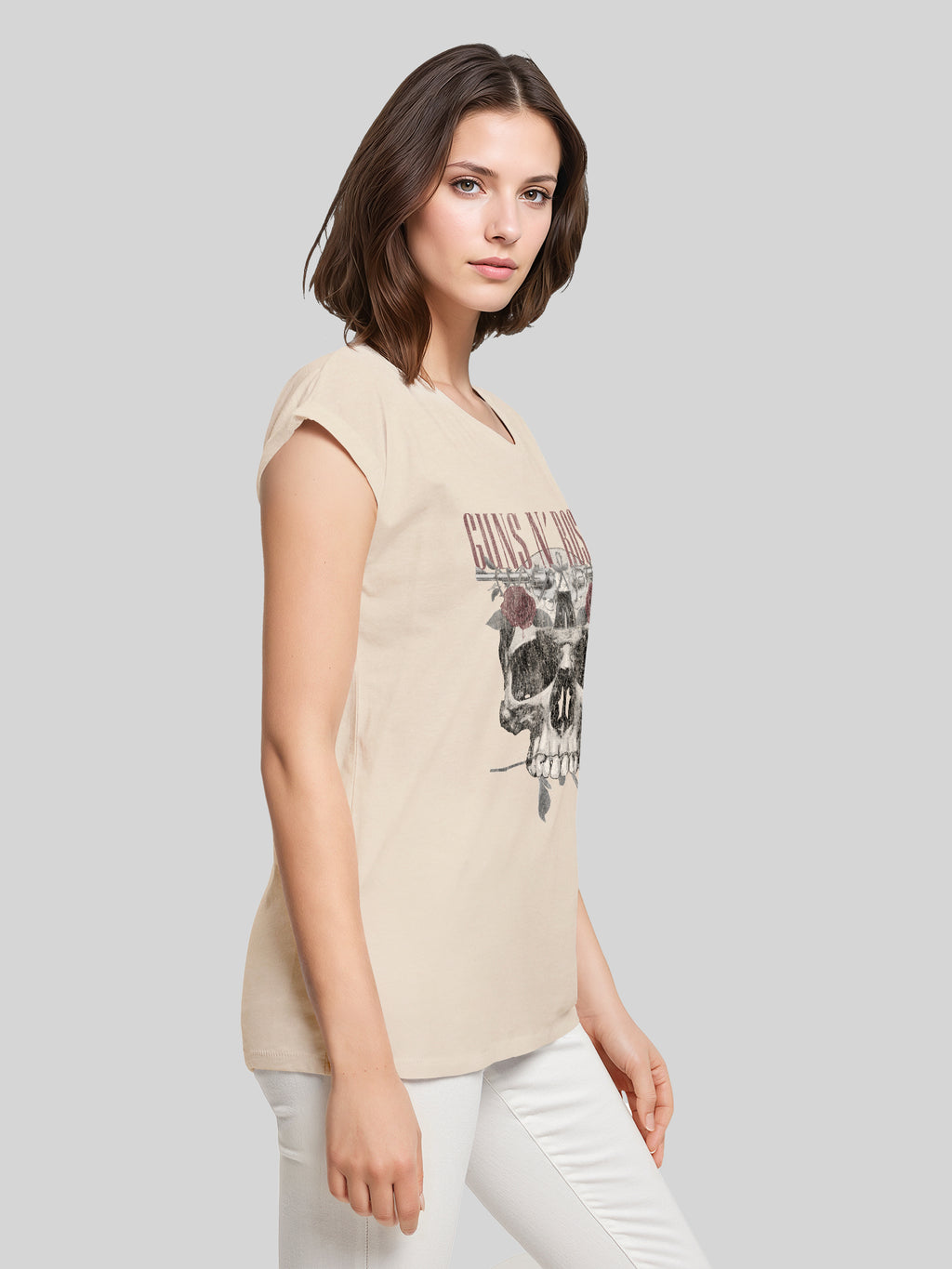 Guns N' Roses Damen T-Shirt mit Rosen-Totenkopf