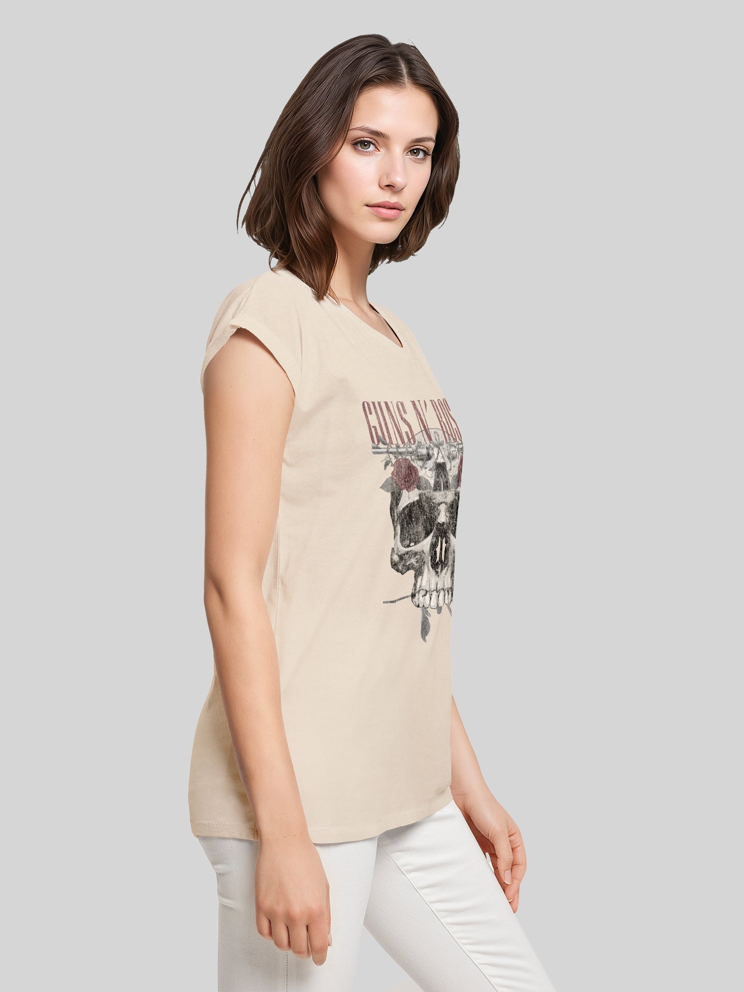 Guns N' Roses Damen T-Shirt mit Rosen-Totenkopf
