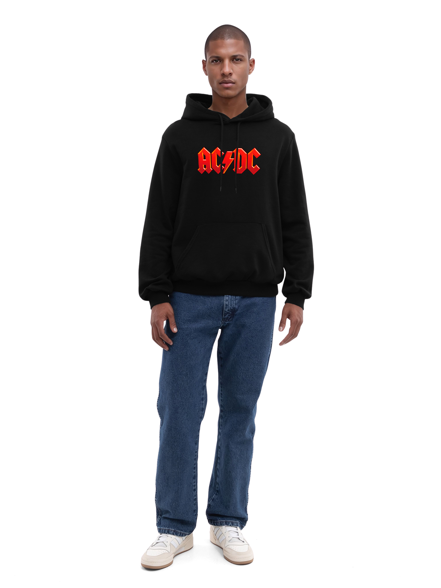 ACDC Logo rouge foncé avec de vraies blancs | Hoodie régulier pour hommes