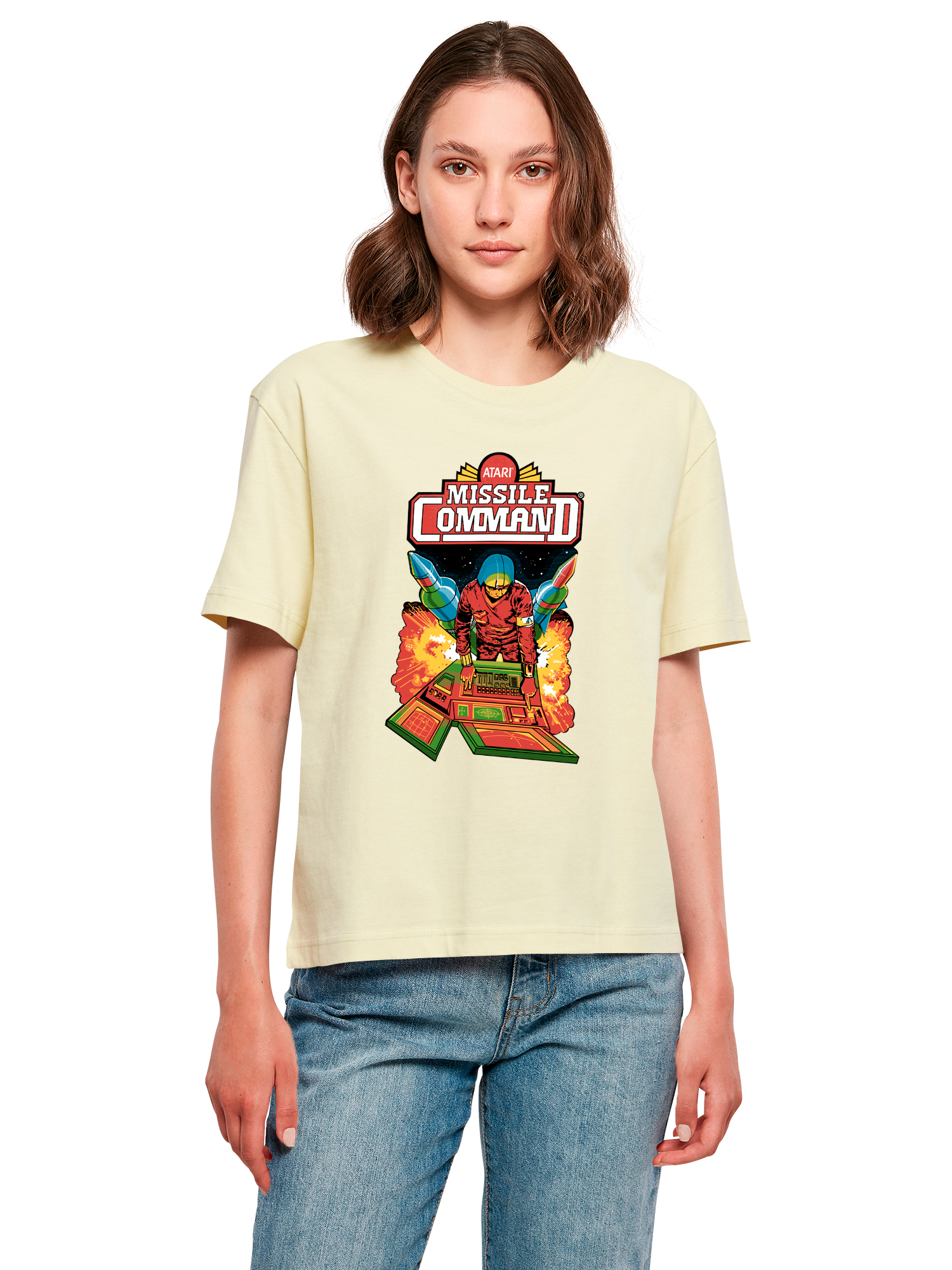 Missile Command Hanger Atari Retro Gaming Damen Alltags-T-Shirt