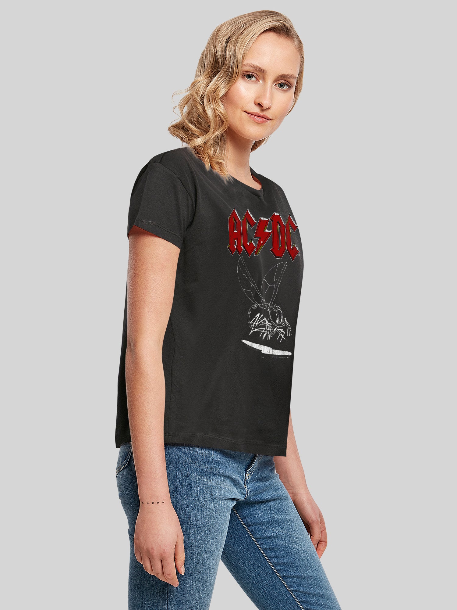 AC/DC Fly On The Wall 1985 Ladies Box T-Shirt
