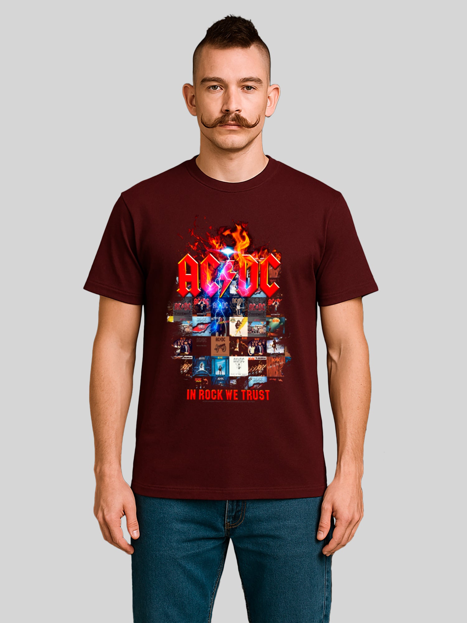 AC/DC In Rock We Trust Album Covers Men's Organic T-Shirt