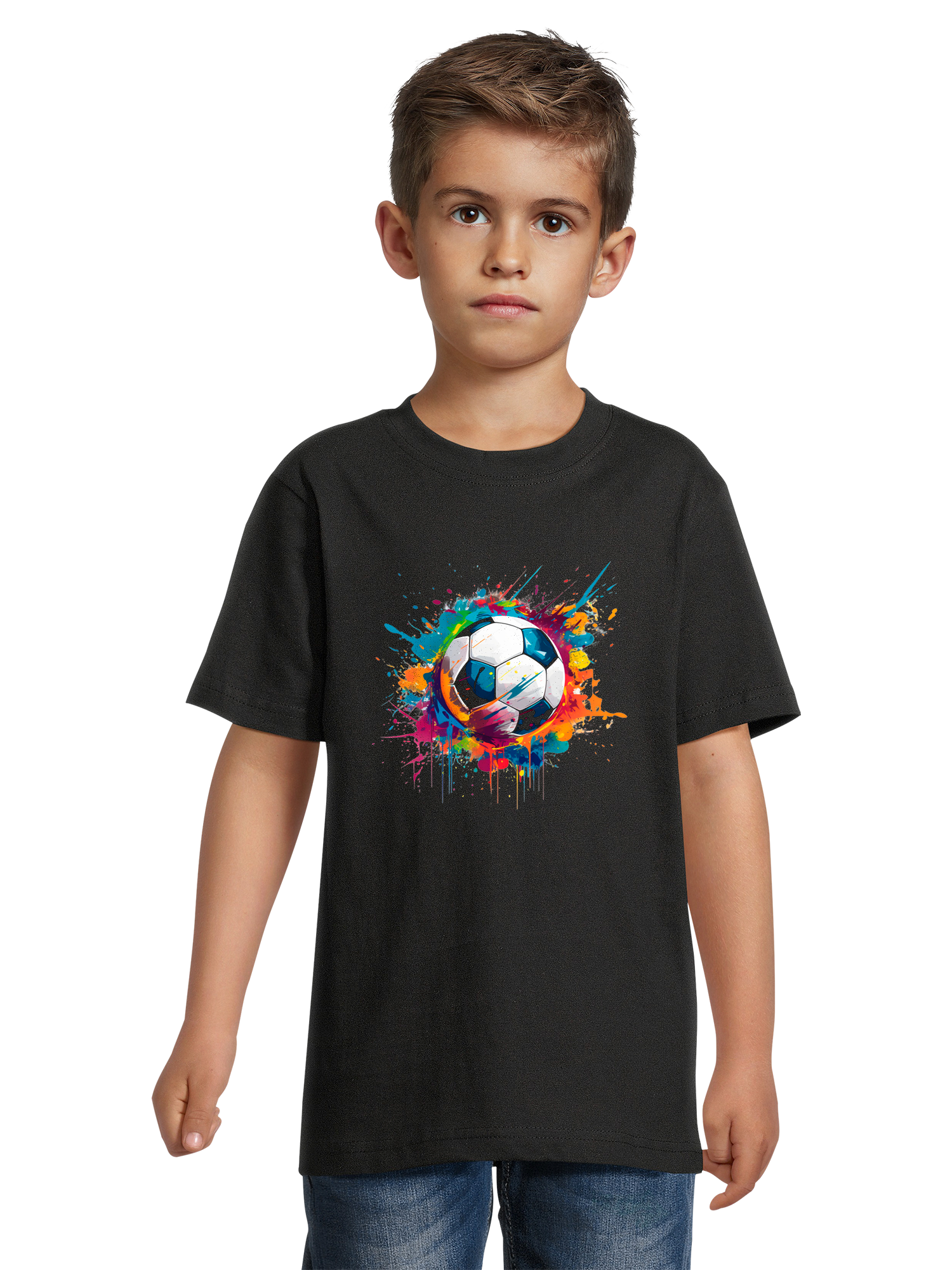 Bunter Fußball Kinder T-Shirt