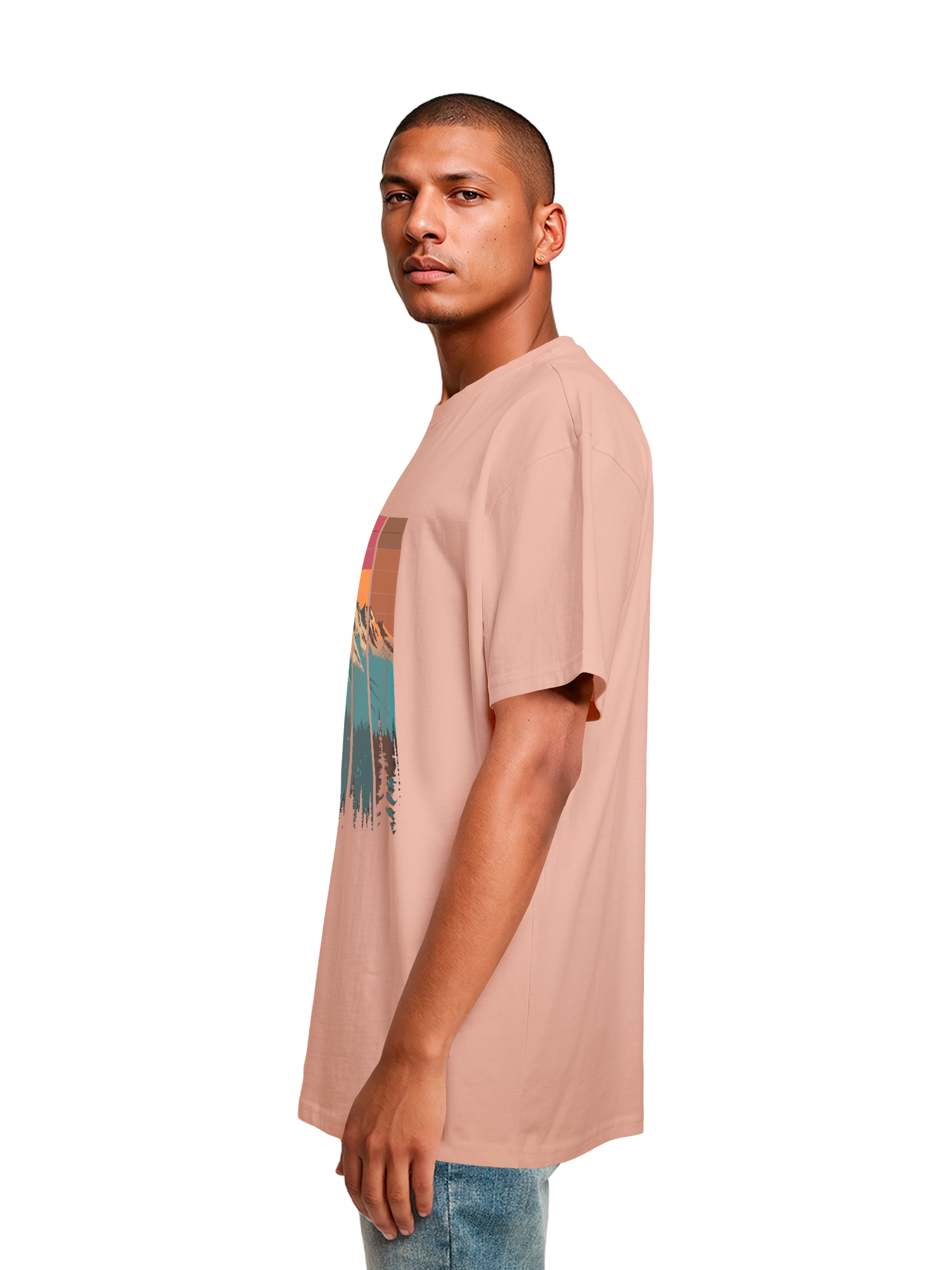 Mountain Sunset Retro Art T-shirt surdimensionné lourd