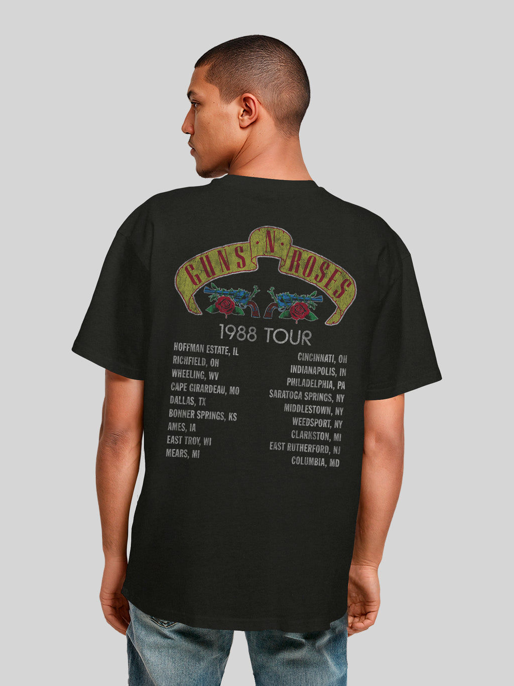 Guns N 'Roses 1988 Tour | Camiseta pesada de gran tamaño