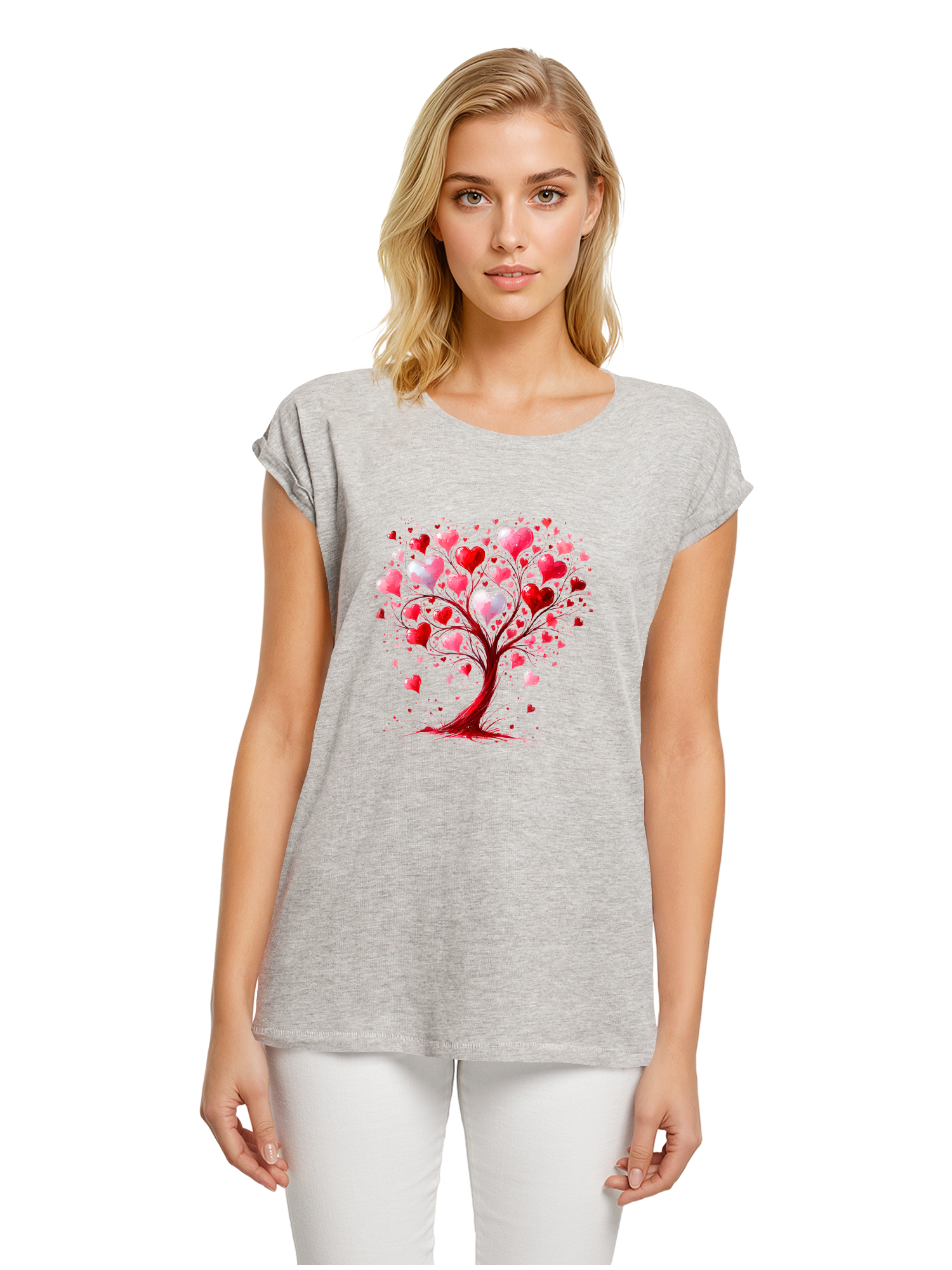 Herz Baum Aquarell Damen T-Shirt