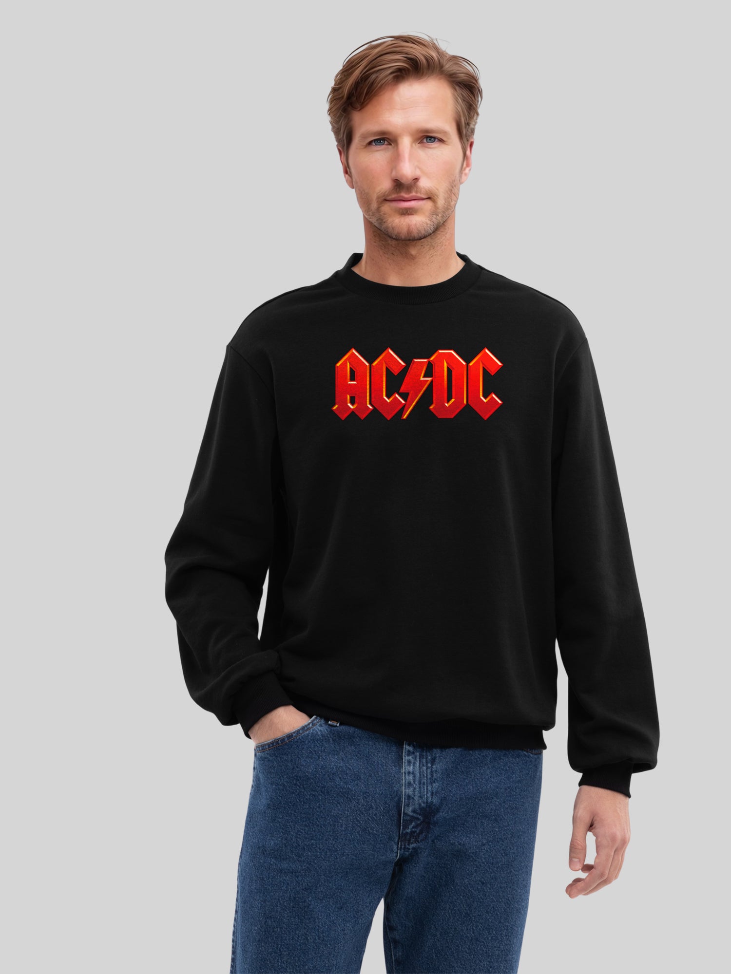 ACDC Logo rouge foncé avec de vraies blancs | Pull régulier pour hommes