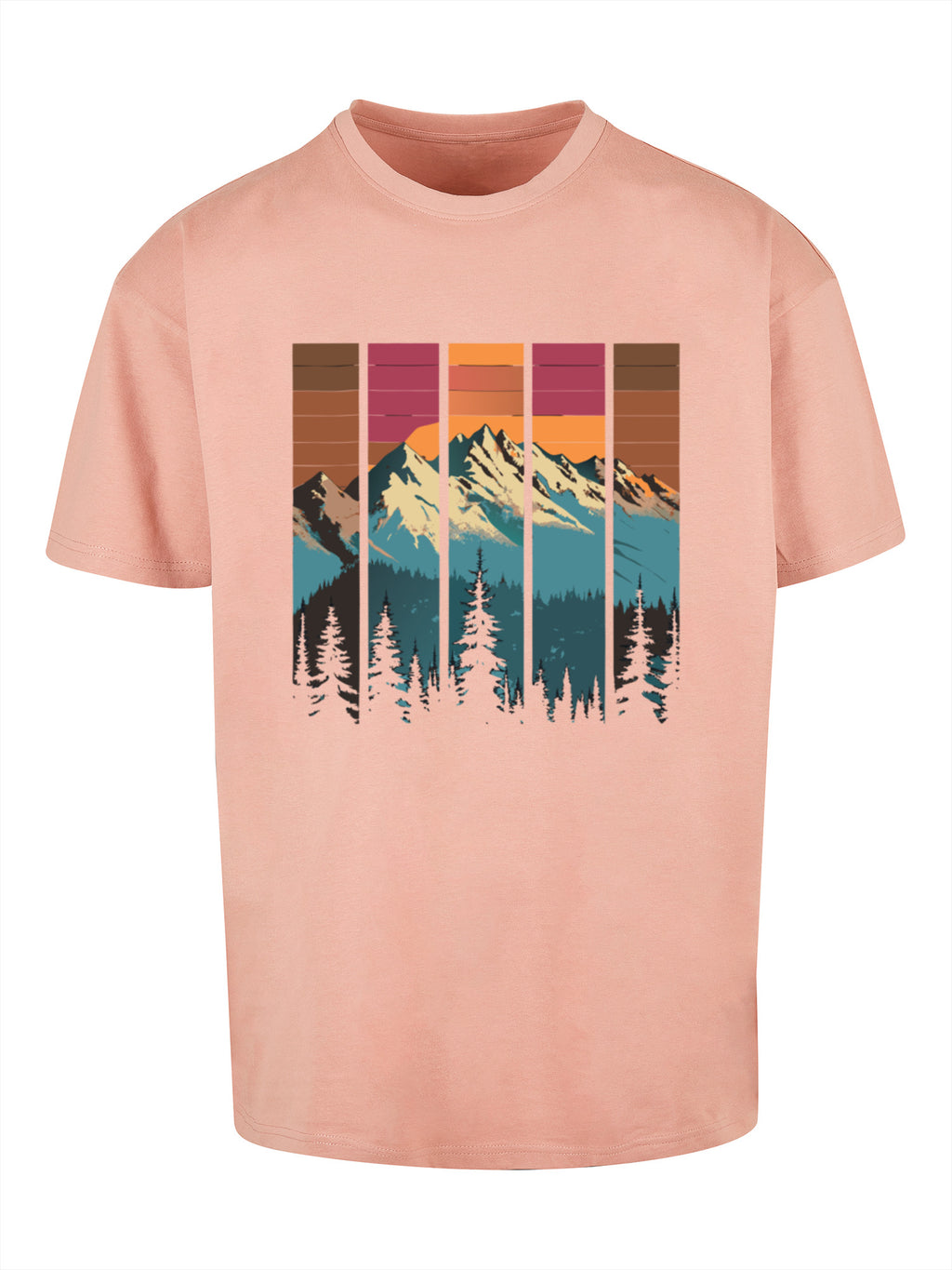 Mountain Sunset Retro Art T-shirt surdimensionné lourd