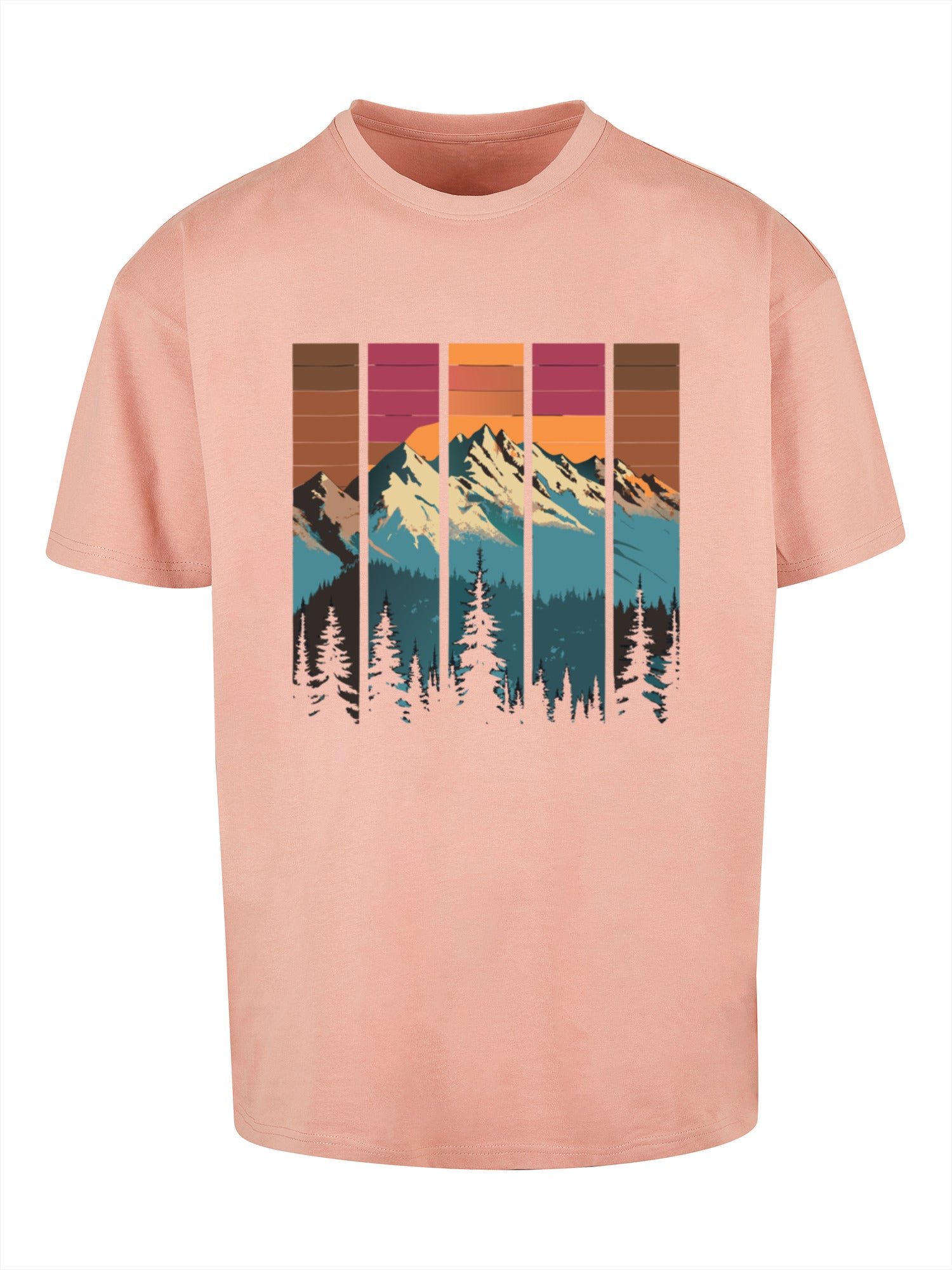 Mountain Sunset Retro Art T-shirt surdimensionné lourd