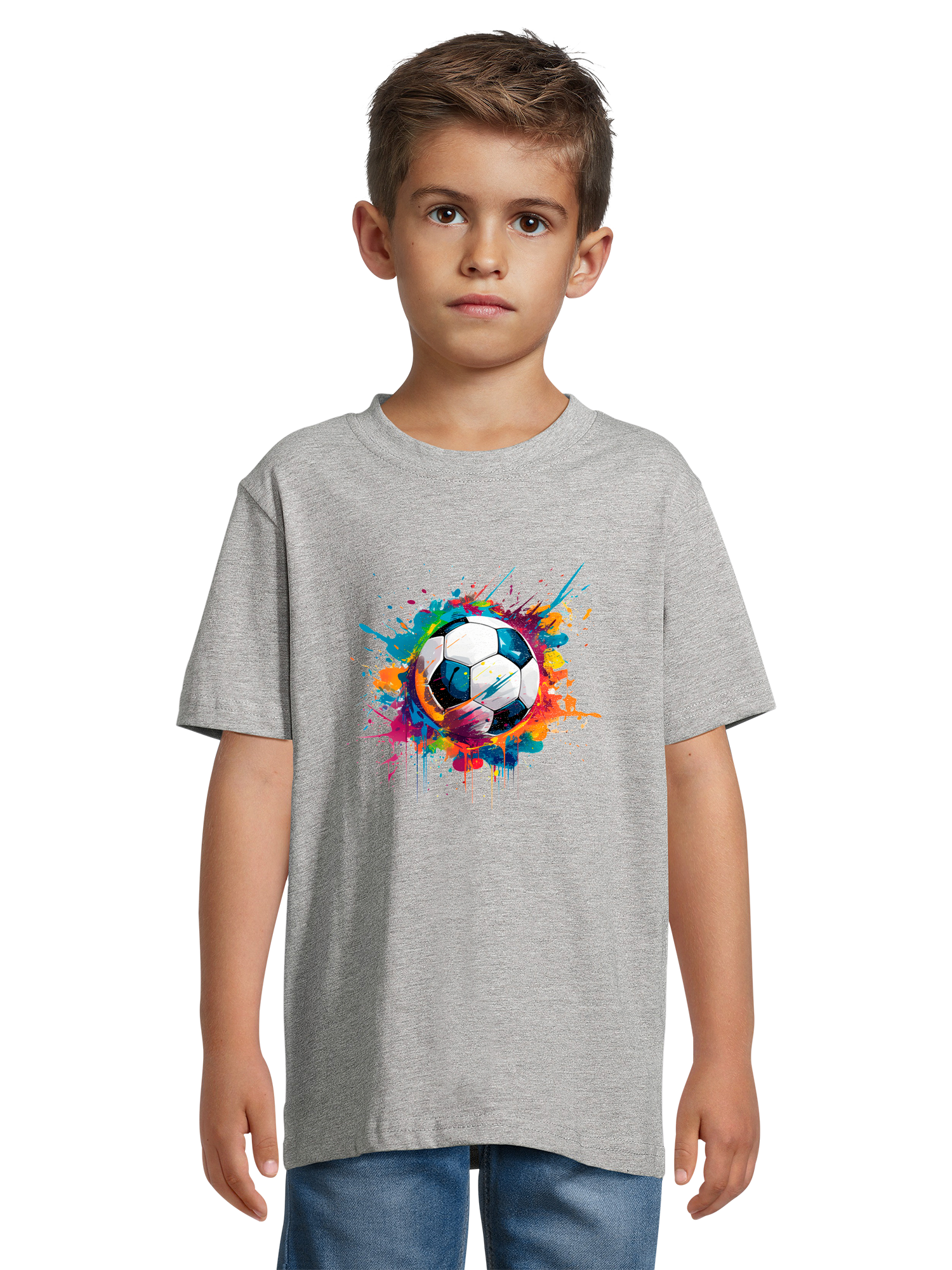 Bunter Fußball Kinder T-Shirt