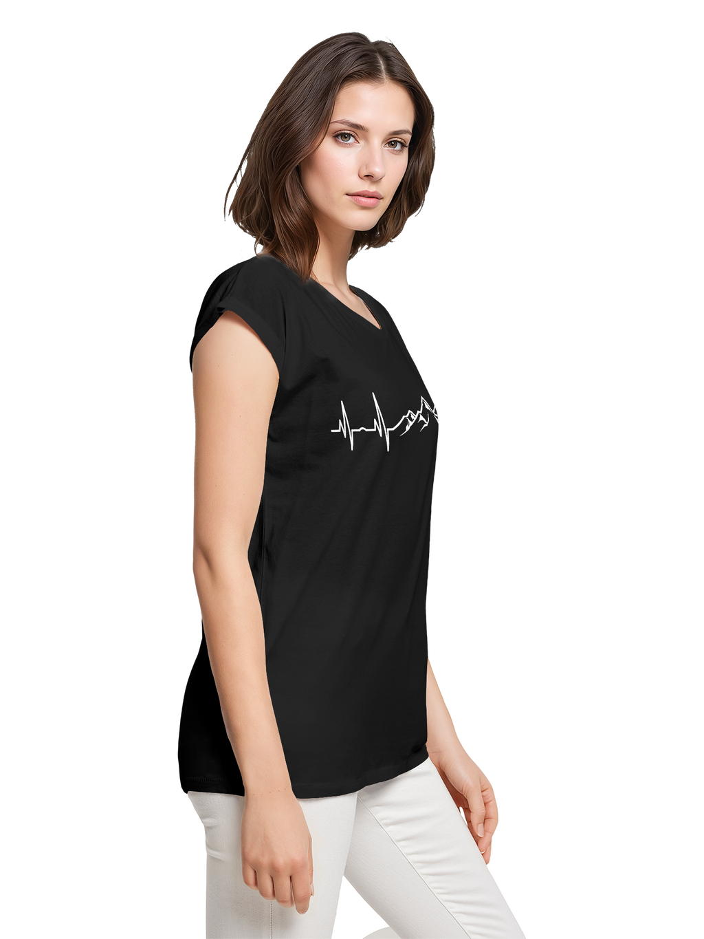 T-shirt pour dames de rythme cardiaque de montagne
