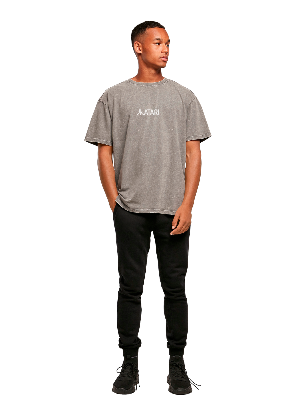 Atari Games Logo Retro Gaming Horizontal und Atari Gravitar Box Cover Acid Washed Oversize Tee