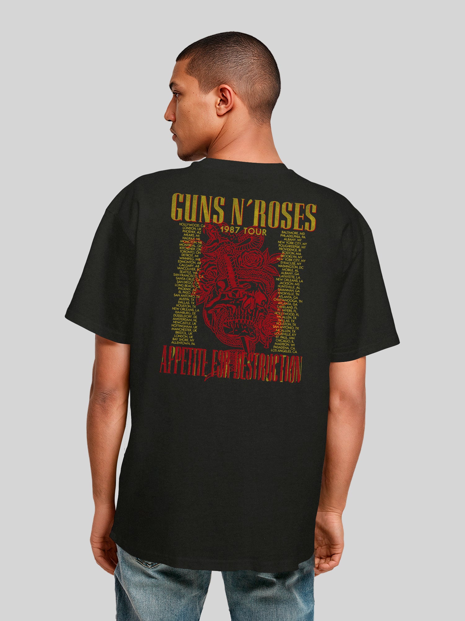 Guns N 'Roses 1987 Tour Vintage | Camiseta pesada de gran tamaño