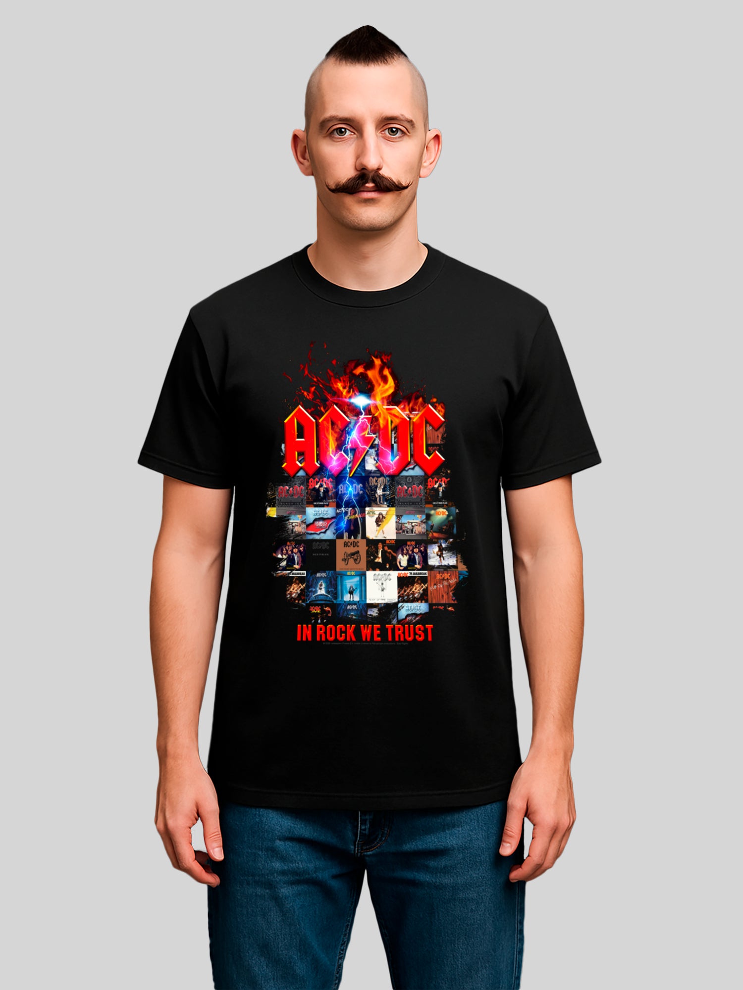 AC/DC In Rock We Trust Album Covers Men's Organic T-Shirt