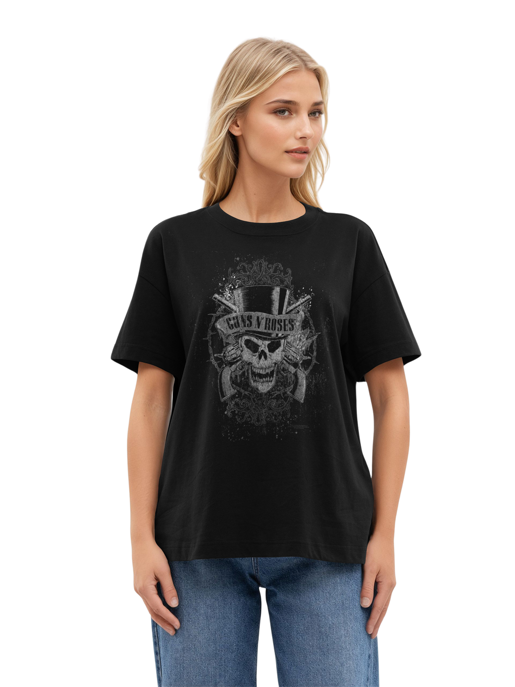 Guns N' Roses Faded Skull Oversized T-Shirt