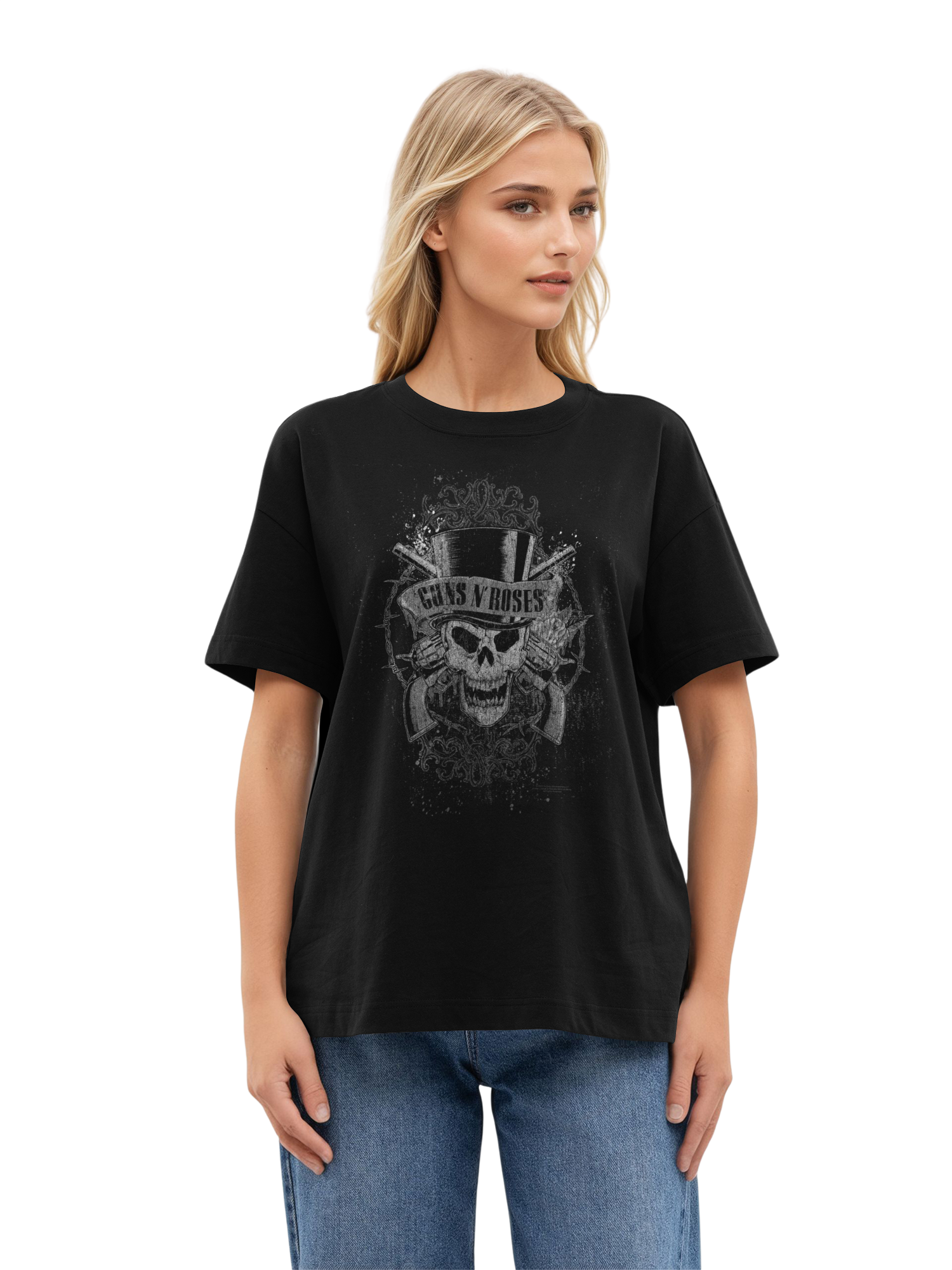 Guns N' Roses Faded Skull Oversized T-Shirt