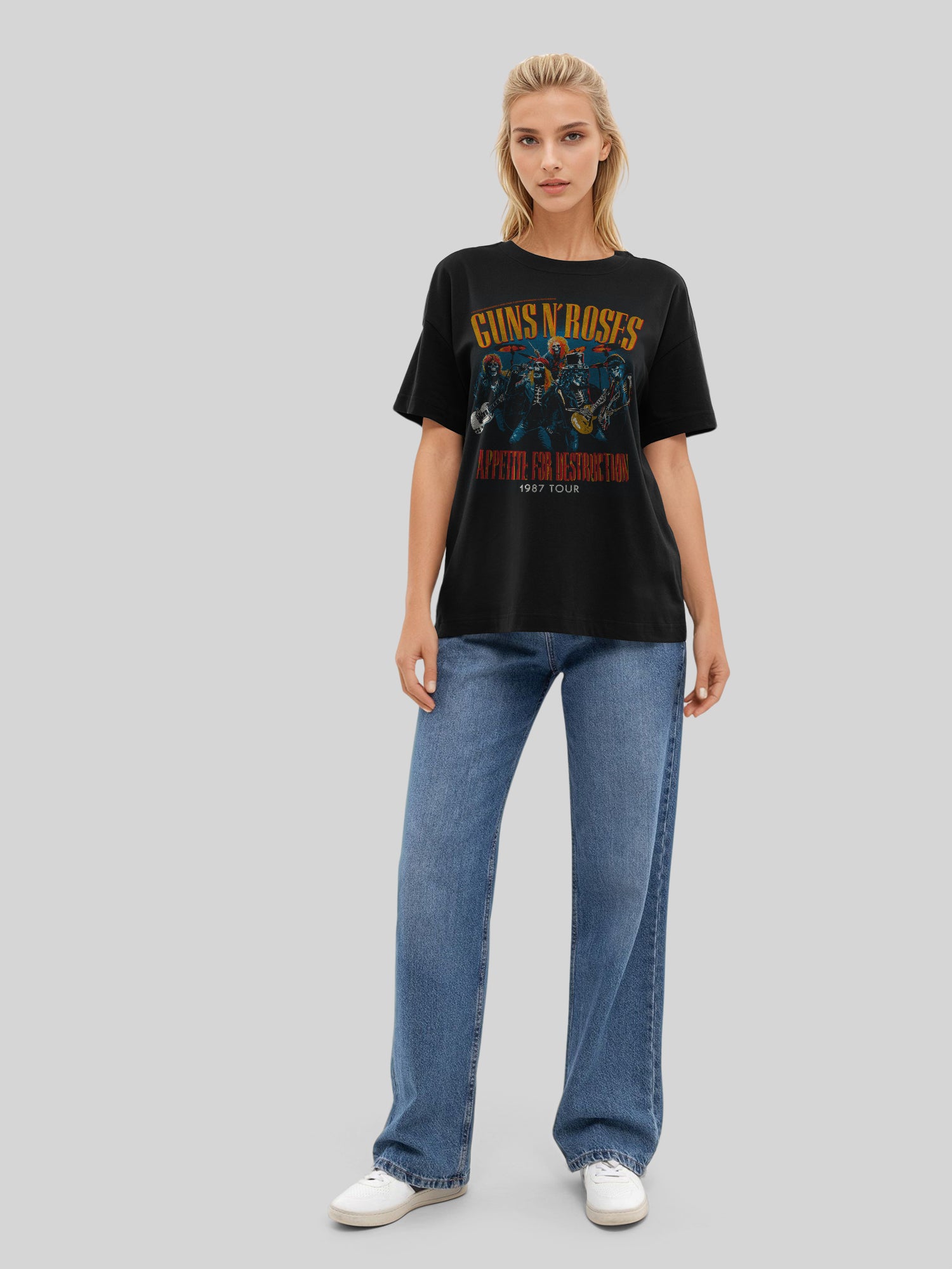 Guns N 'Roses 1987 Tour Vintage Concert Concert CONTTER | Tee de gran tamaño para mujeres