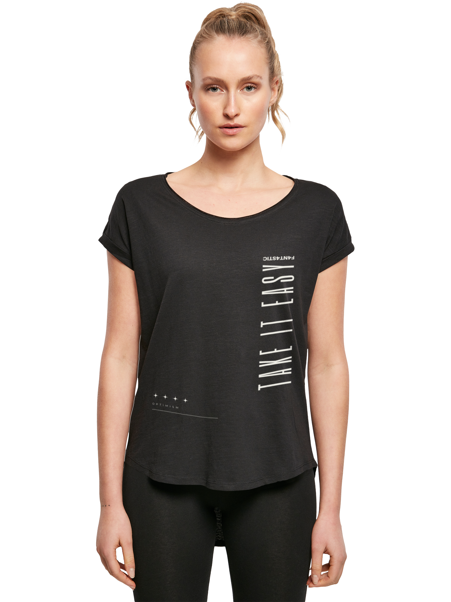 Damen T-Shirt mit Aufschrift „Take It Easy“