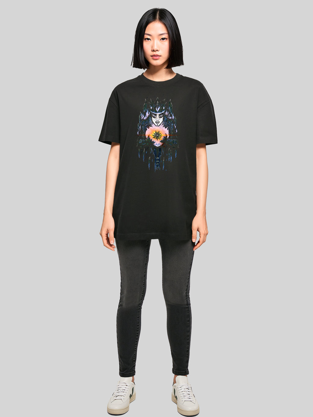 Chroniken der Mythodea 2025 Vermächtnis des Feuers stummgeschaltet und Burgschneider WHT mit Damen übergroßem Freund Tee T -Shirt