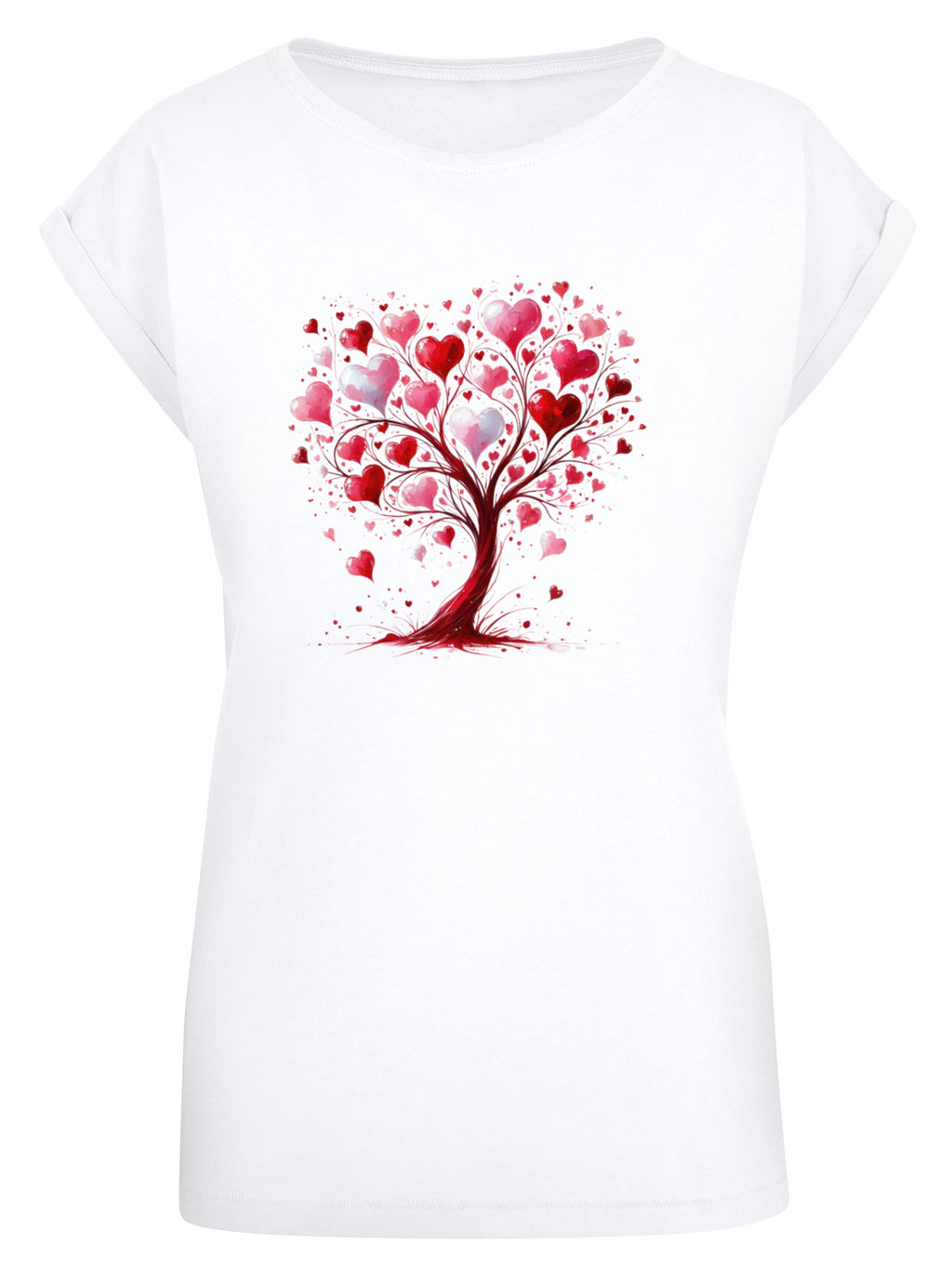 Heart Tree Weracolor Damas Camiseta de hombro extendido