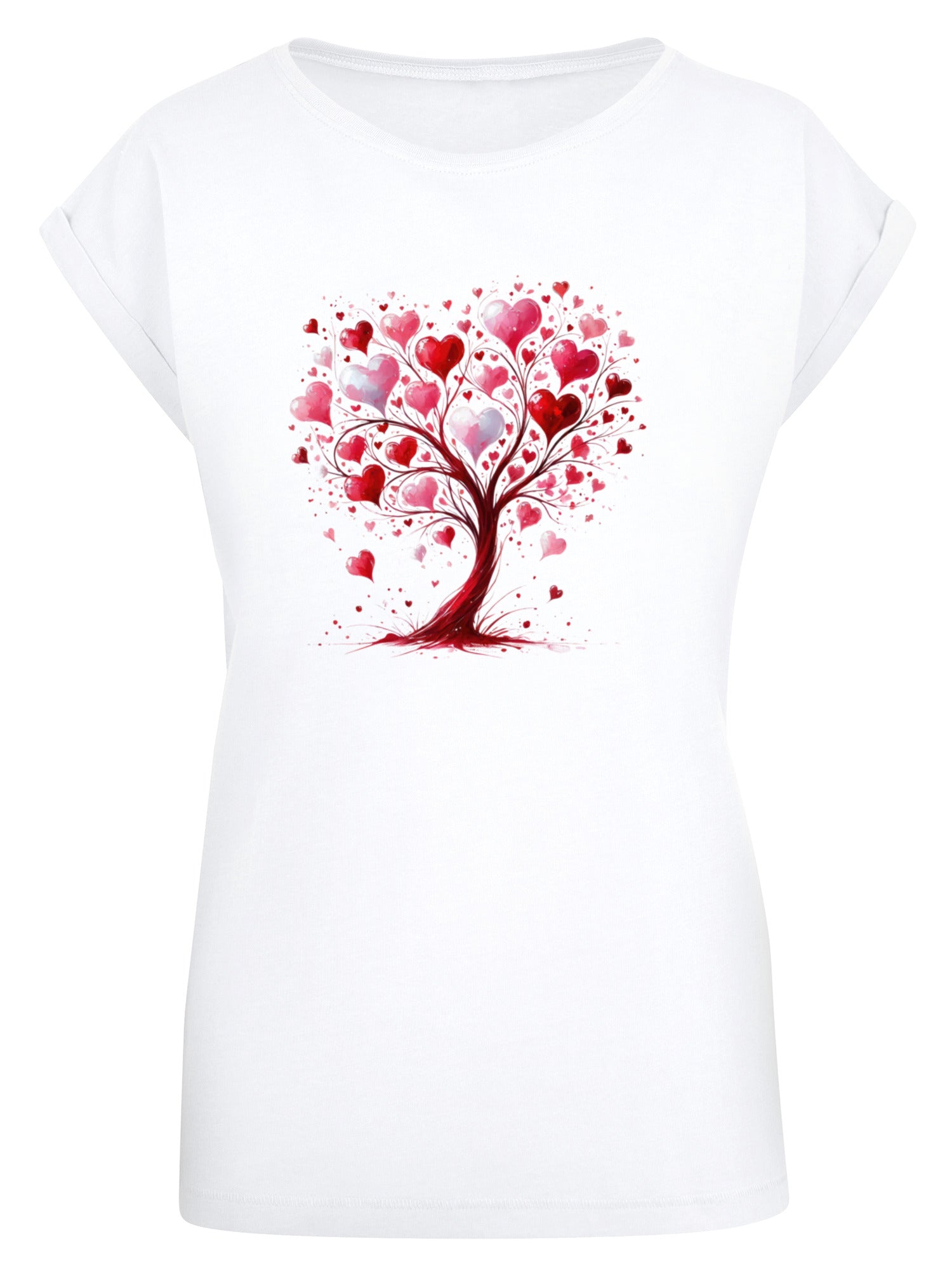 Heart Tree Weracolor Damas Camiseta de hombro extendido