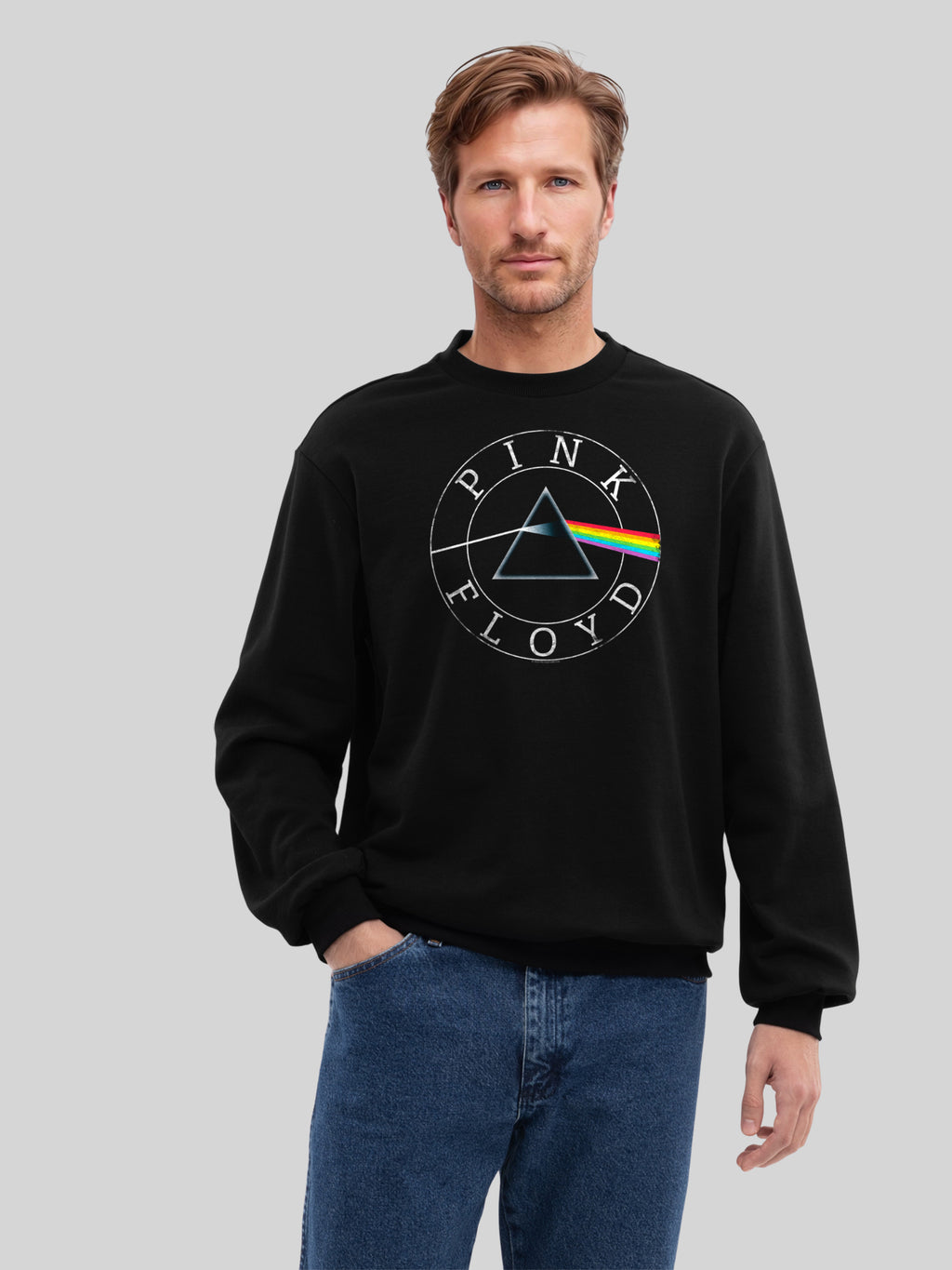 Pink Floyd Prism Circle logo con blancos verdaderos | Suéter regular para hombres