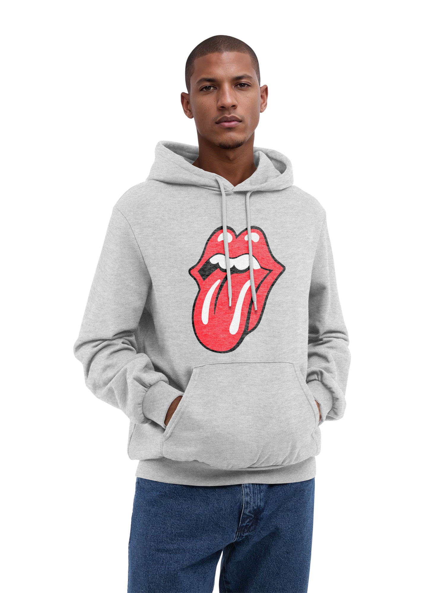 The Rolling Stones Classic Zungen BLK mit echten Blanks | Herren normaler Hoodie