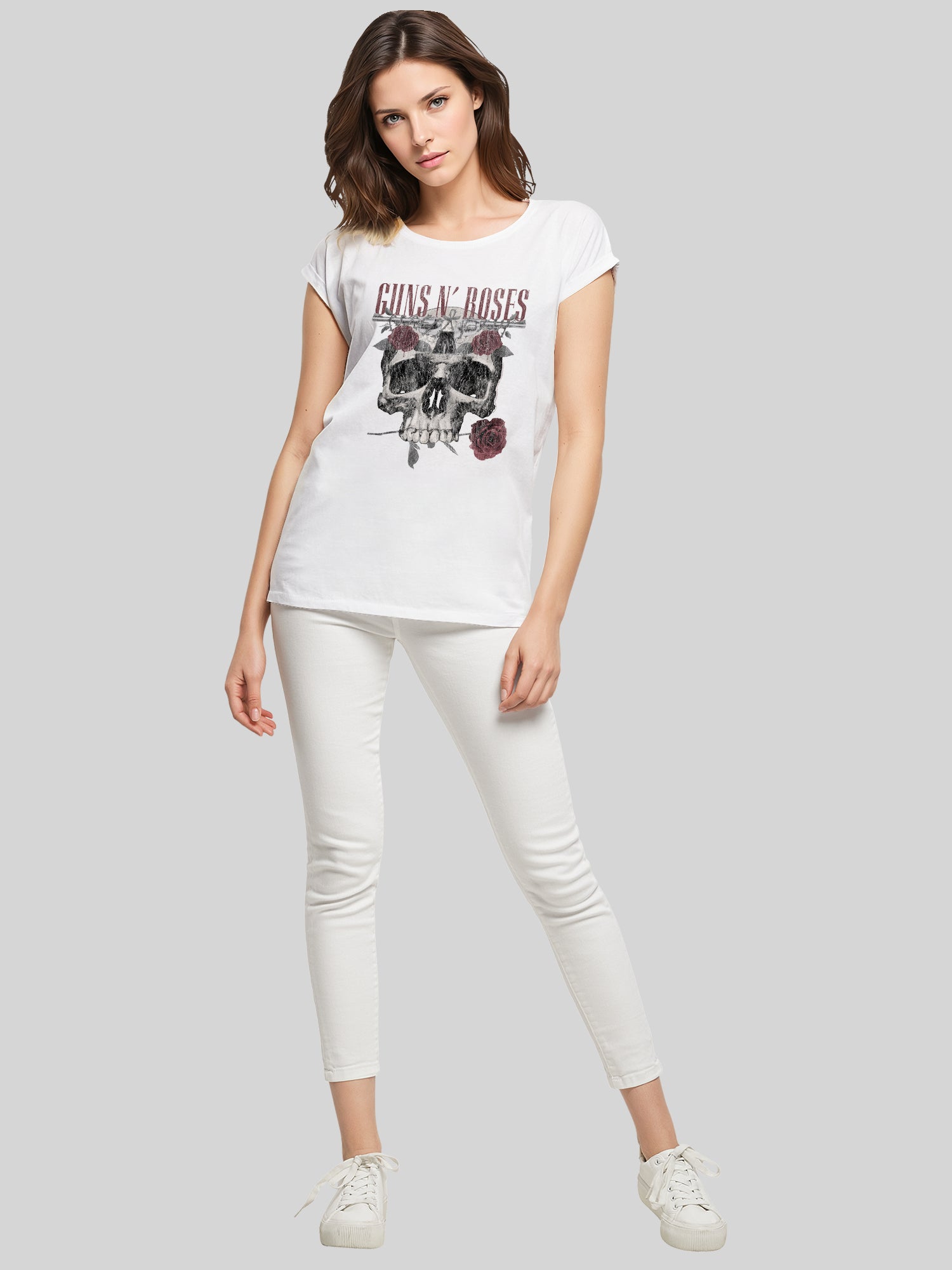 Guns N' Roses Damen T-Shirt mit Rosen-Totenkopf