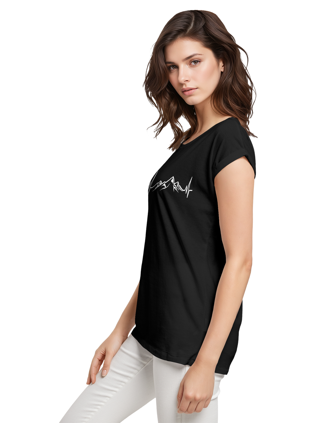 T-shirt pour dames de rythme cardiaque de montagne