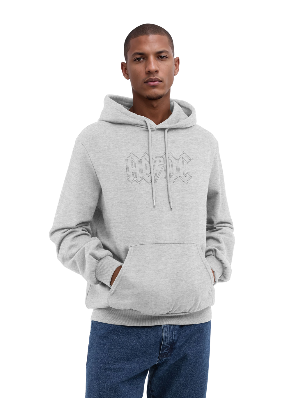 AC/DC Black Outline Logo Organic Hoodie