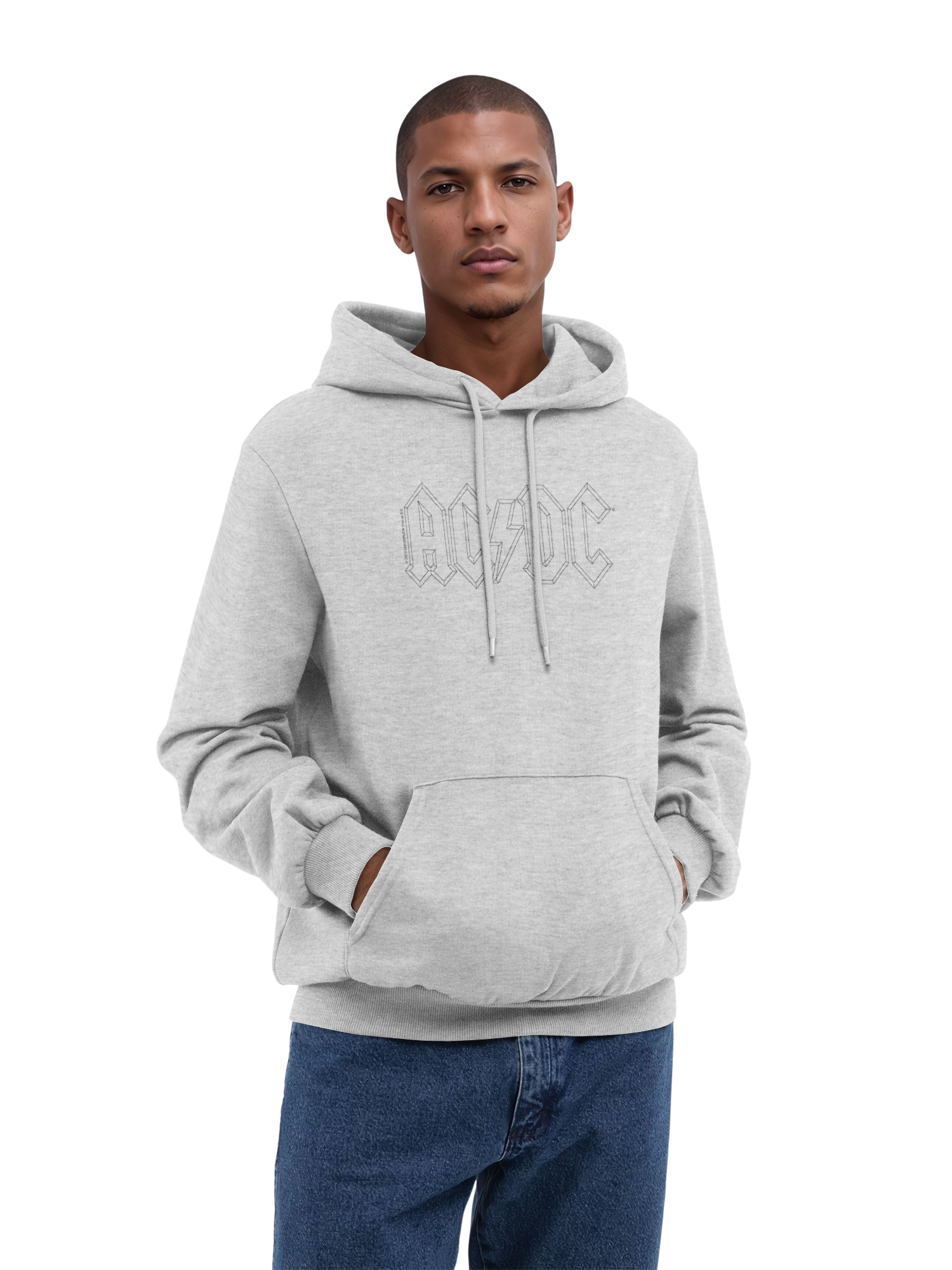 AC/DC Black Outline Logo Organic Hoodie