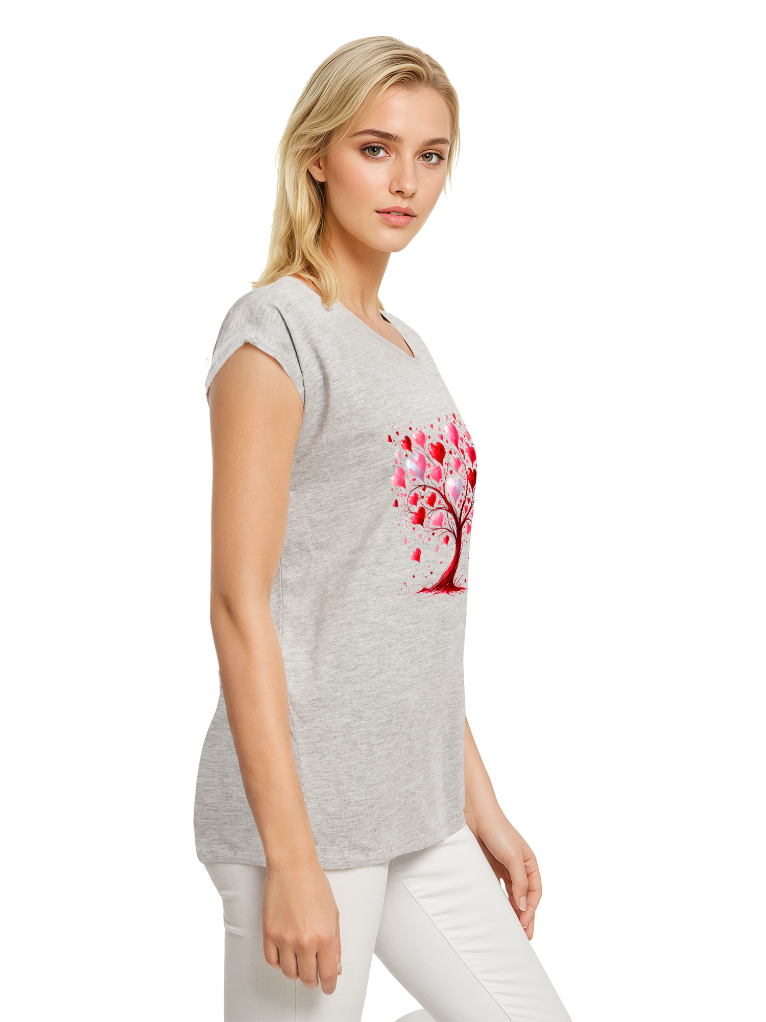Heart Tree Weracolor Damas Camiseta de hombro extendido