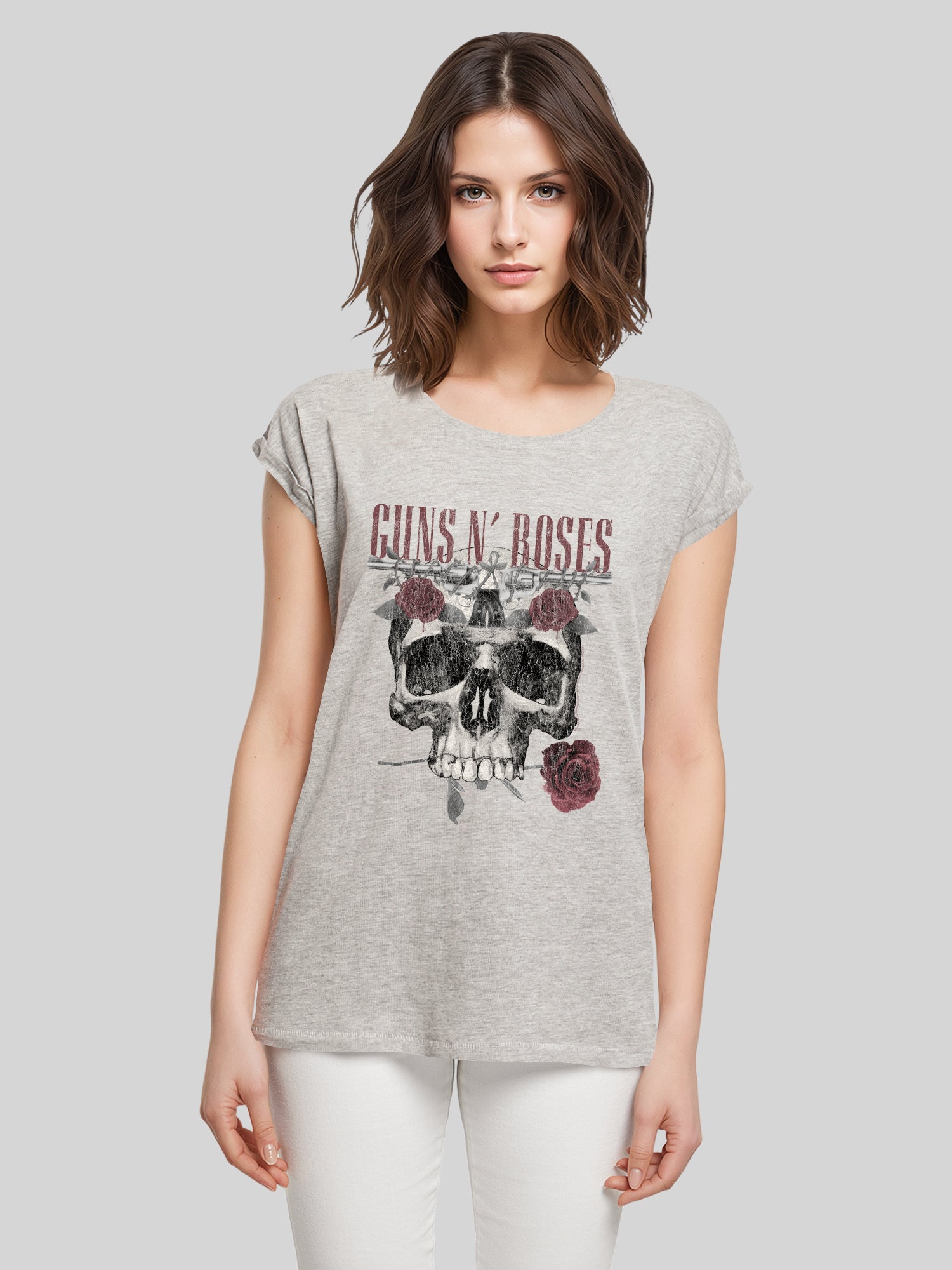 Guns N' Roses Damen T-Shirt mit Rosen-Totenkopf