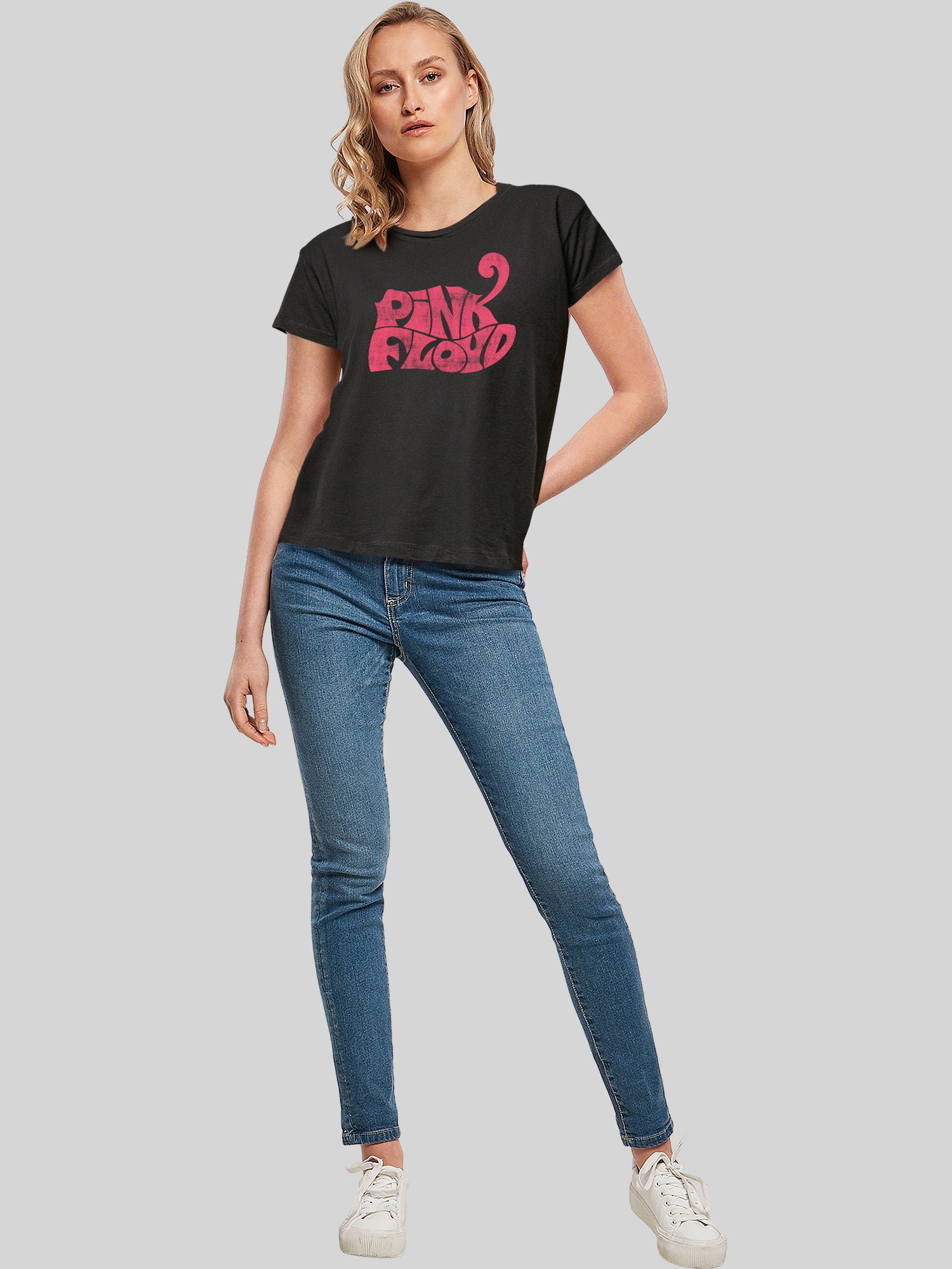 Pink Floyd Retro Logo Navy Ladies Box T-Shirt
