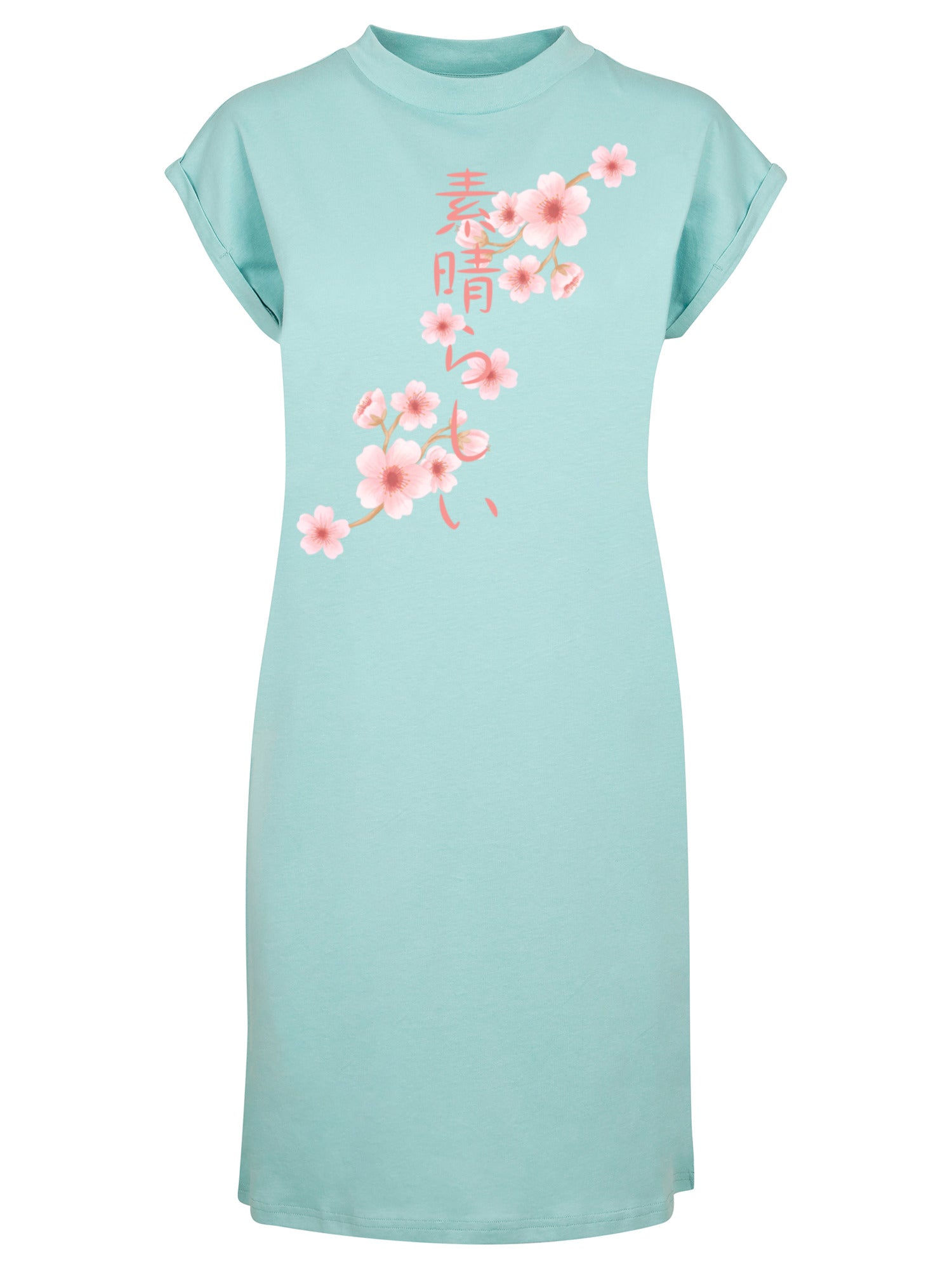 Kirschblüten Asien Damen Rollkragen-T-Shirt-Kleid