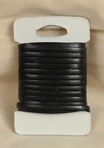 Bossed Braided Strap Full-Grain Leather 5m Black