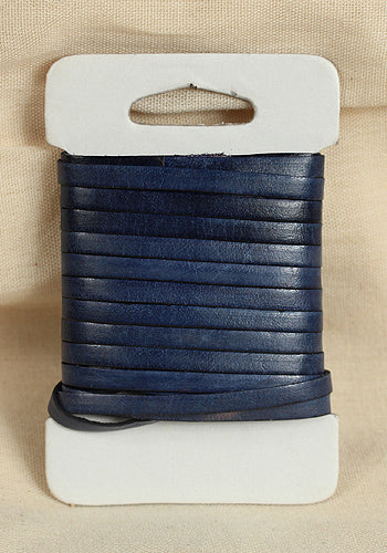 Bossed Braided Strap Full-Grain Leather 5m Blue