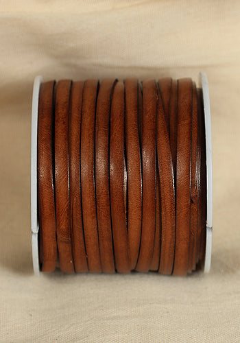 Bossed Braided Strap Full-Grain Leather 25m Brown