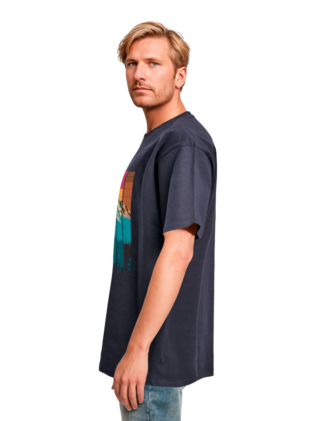 Mountain Sunset Retro Art T-shirt surdimensionné lourd