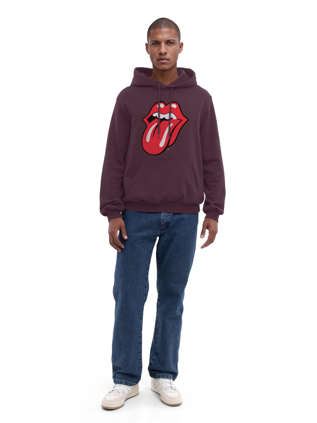 The Rolling Stones Classic Tongue Blk con Blanks verdaderos | Sudadera con capucha regular para hombres