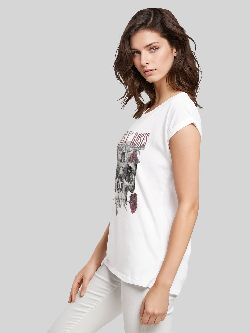 Guns N' Roses Damen T-Shirt mit Rosen-Totenkopf