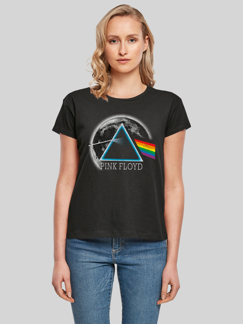 Pink Floyd Dark Side of the Moon Moon con angustia con la camiseta de la caja de damas