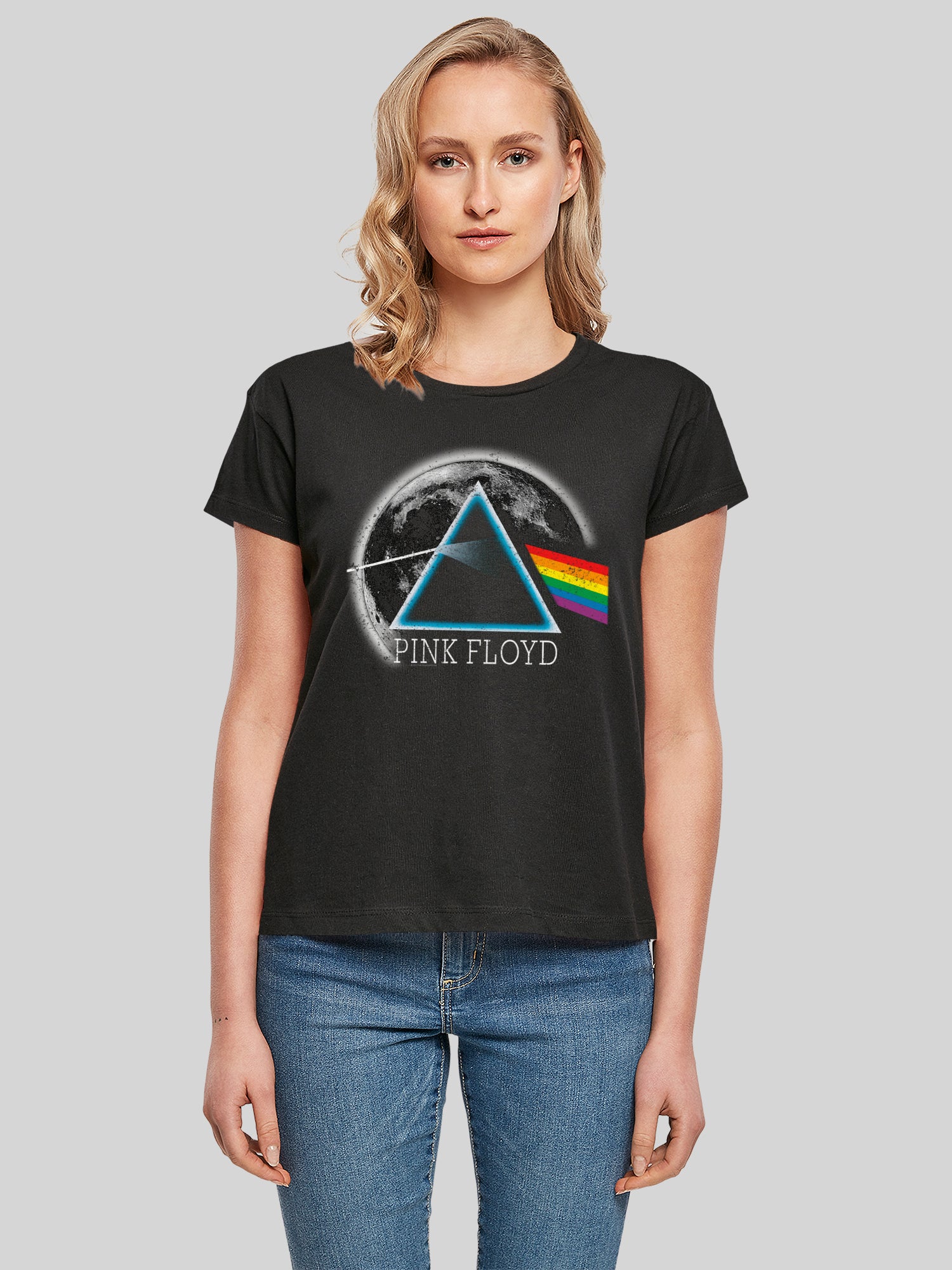 Pink Floyd Dark Side of the Moon Moon con angustia con la camiseta de la caja de damas