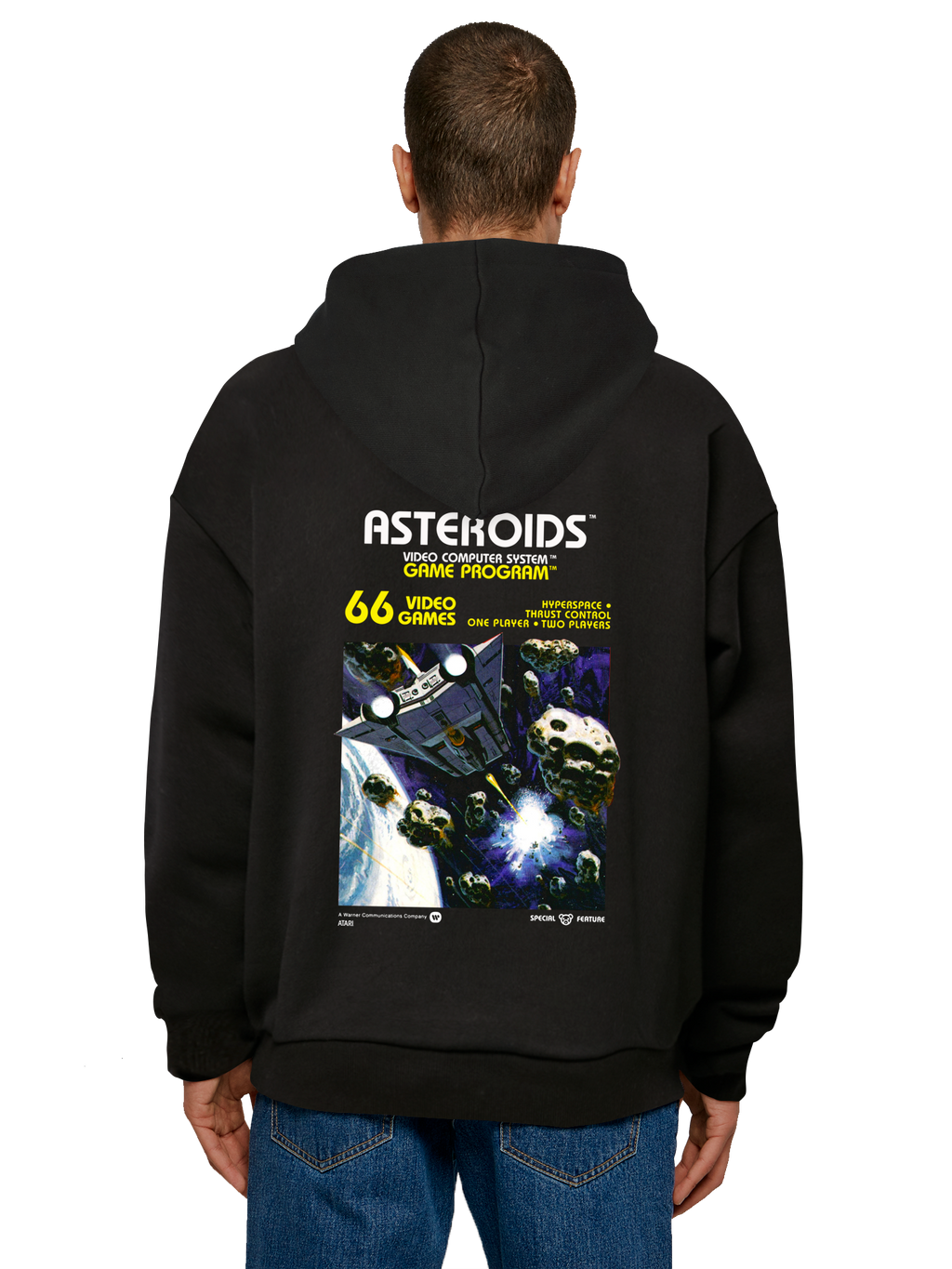 ATARI GAMES LOGO WHITE RETRO GAMING HORIZONTAL ET ASTARI ASTEROIDS COUVERTURE À SWEURS HOODY
