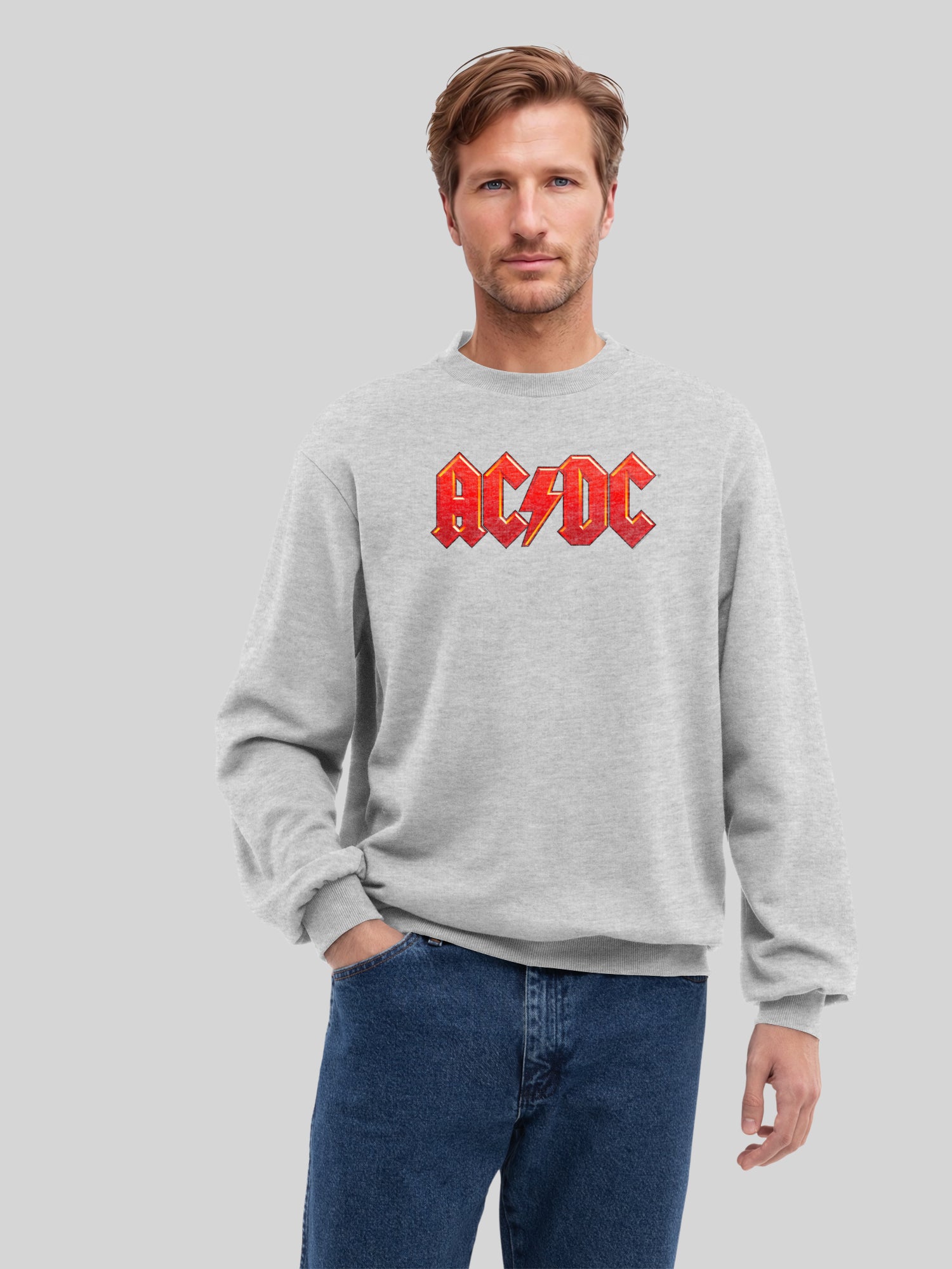 ACDC Logo rouge foncé avec de vraies blancs | Pull régulier pour hommes