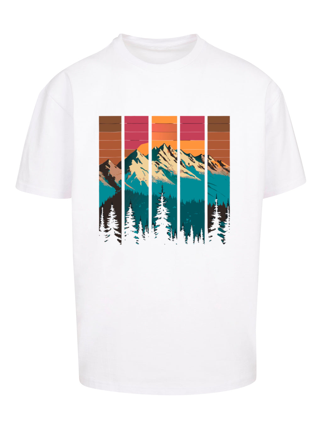 Mountain Sunset Retro Art T-shirt surdimensionné lourd