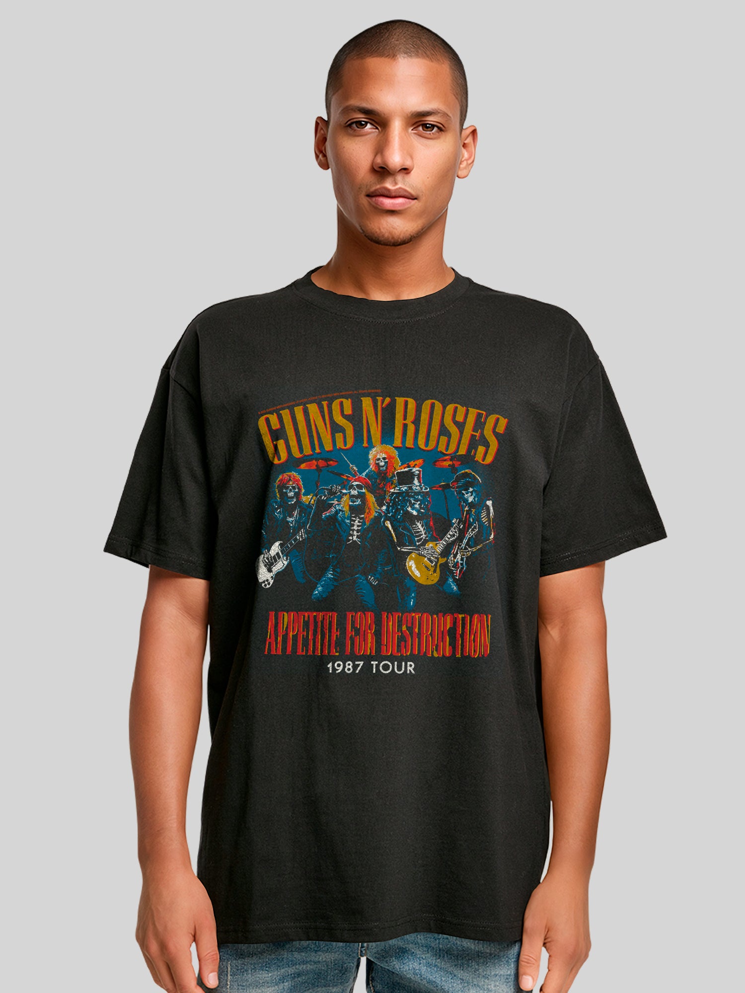 Guns N 'Roses 1987 Tour Vintage | Camiseta pesada de gran tamaño