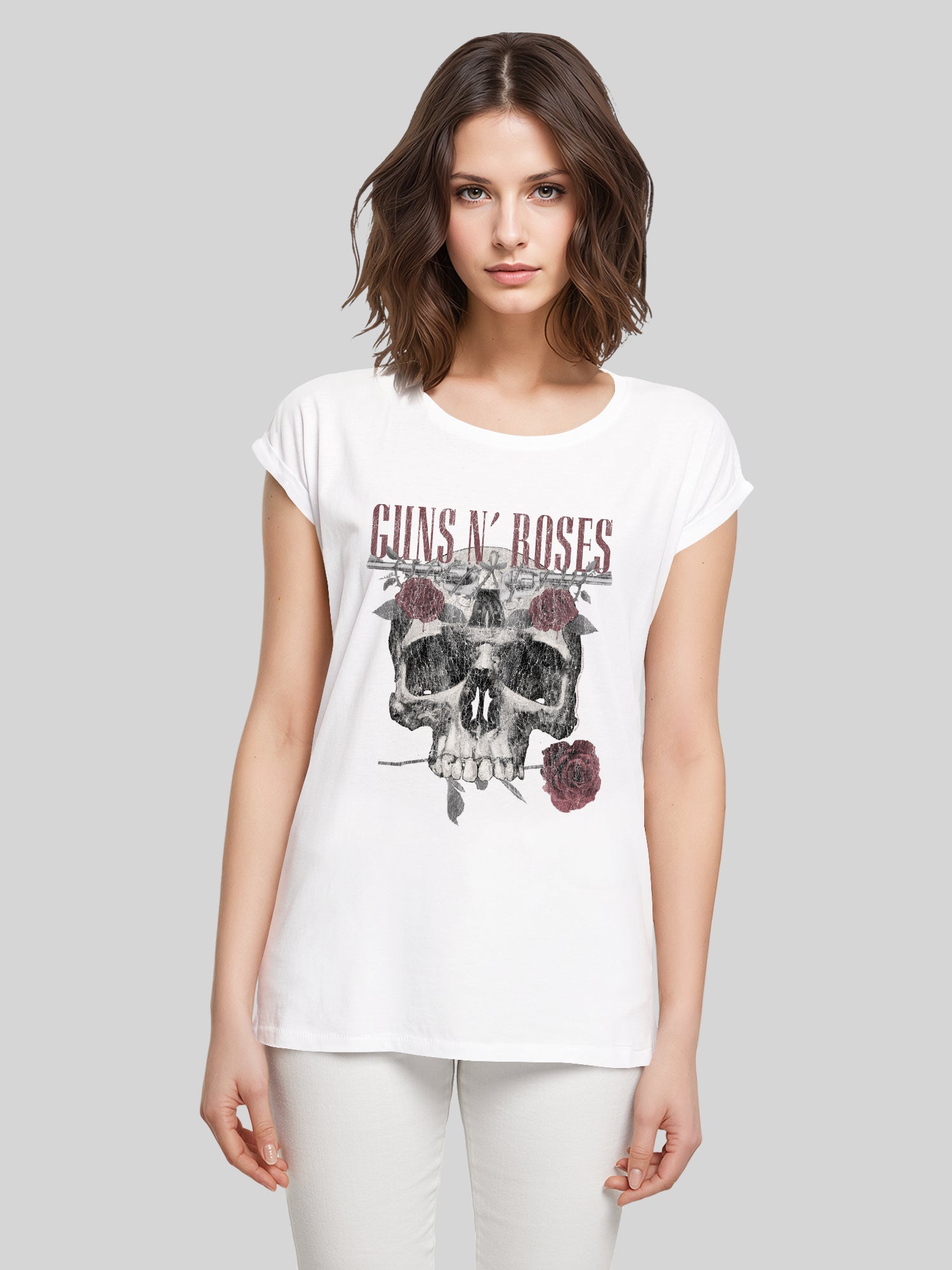 Guns N' Roses Damen T-Shirt mit Rosen-Totenkopf