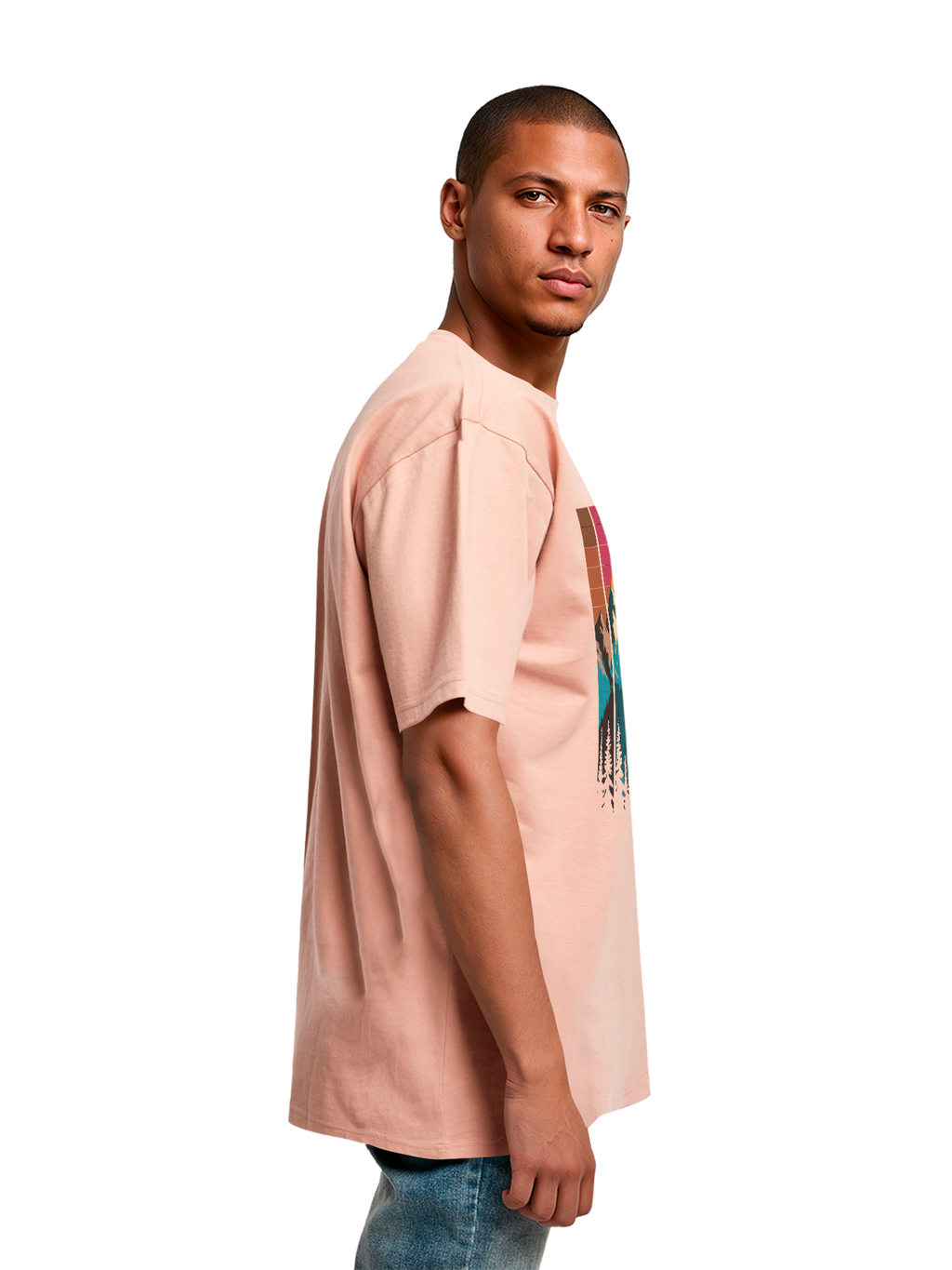 Mountain Sunset Retro Art T-shirt surdimensionné lourd